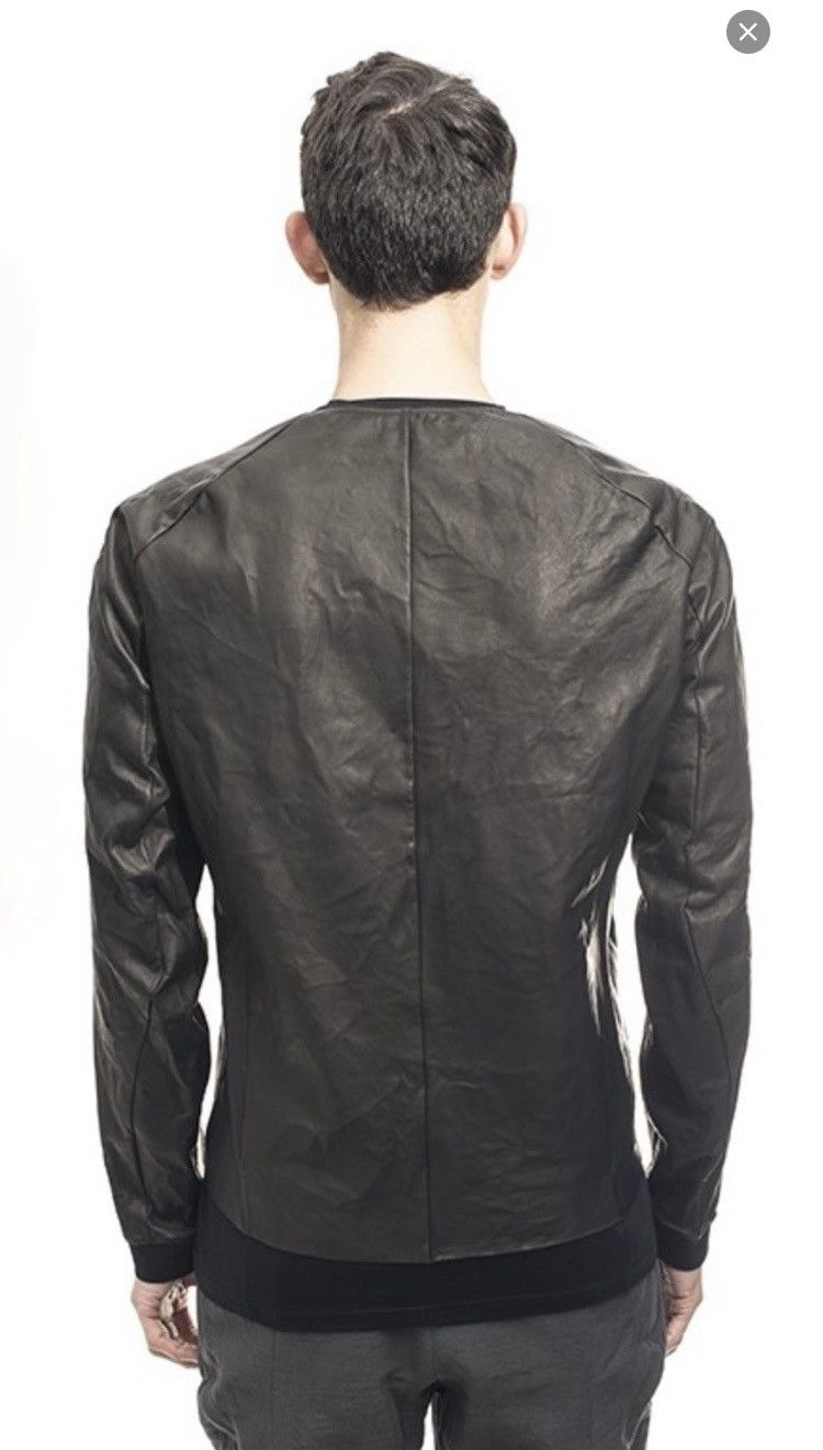 Devoa Handmade Black Deer Leather Jacket