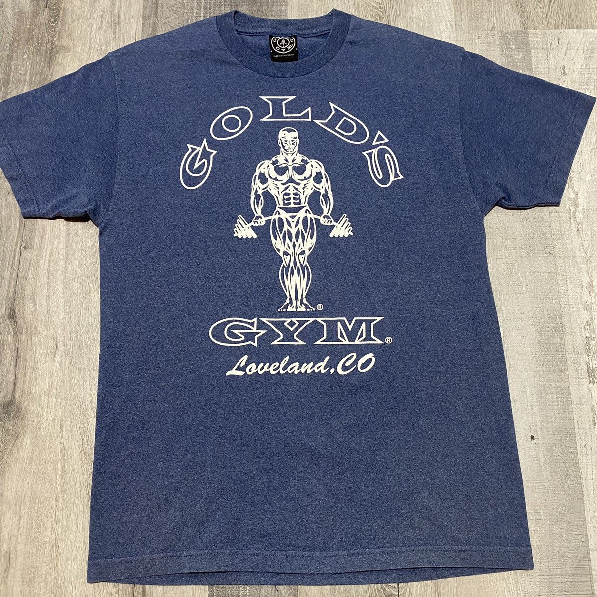 Vintage Vtg Golds Gym Colorado Blue Gym Weightlifting T-Shirt | Grailed