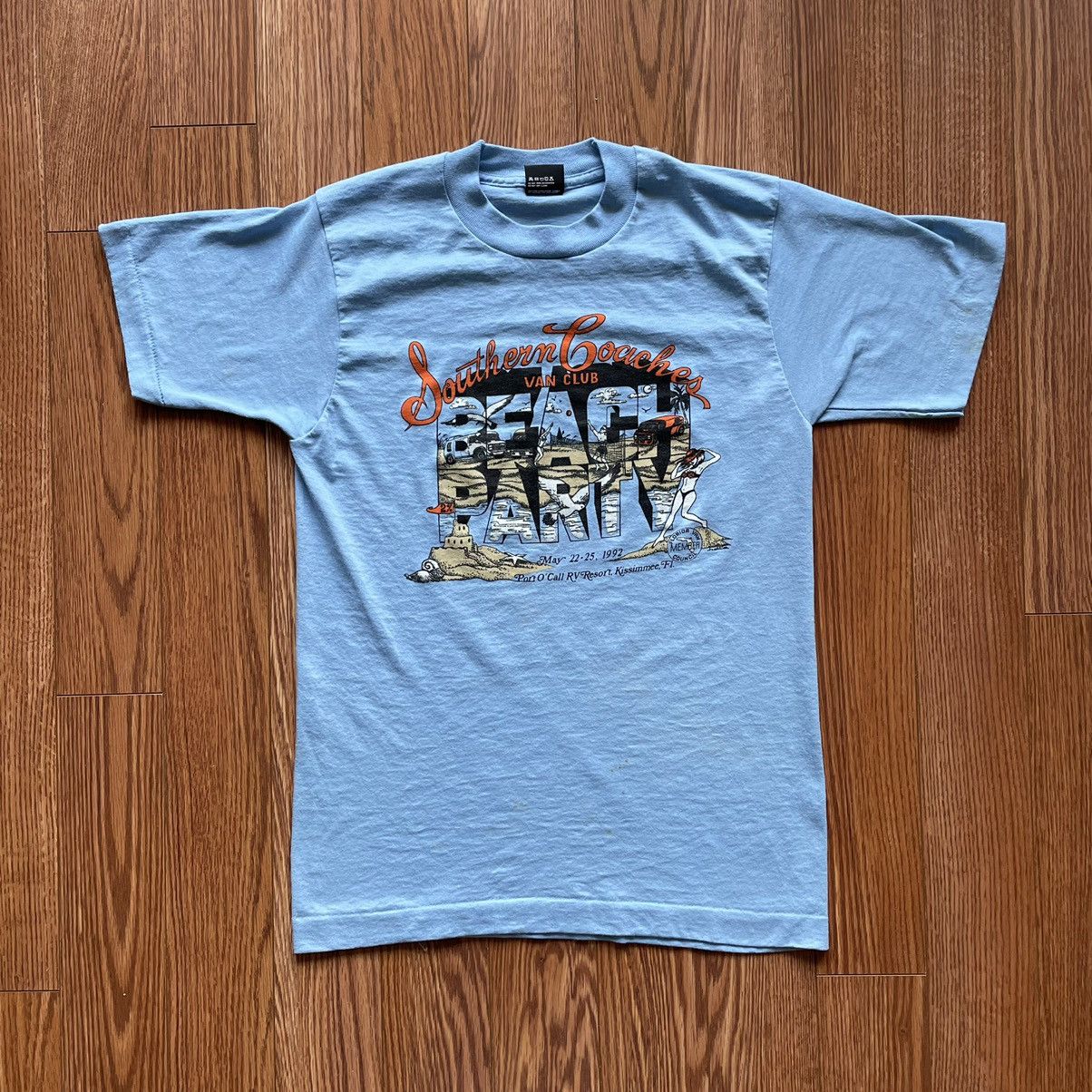 Vintage 1990s Southern Coaches Van Club Beach Party T-Shirt | Grailed