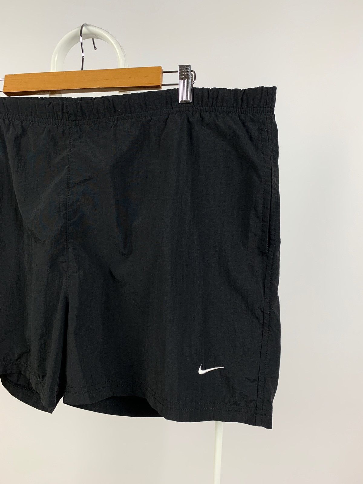 Nike 90s Vintage Nike Black Nylon Mini Swoosh Shorts Travis Style Size US 36 / EU 52 - 3 Thumbnail