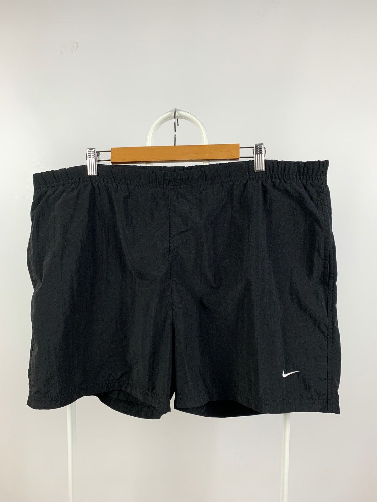 Nike 90s Vintage Nike Black Nylon Mini Swoosh Shorts Travis Style Size US 36 / EU 52 - 1 Thumbnail
