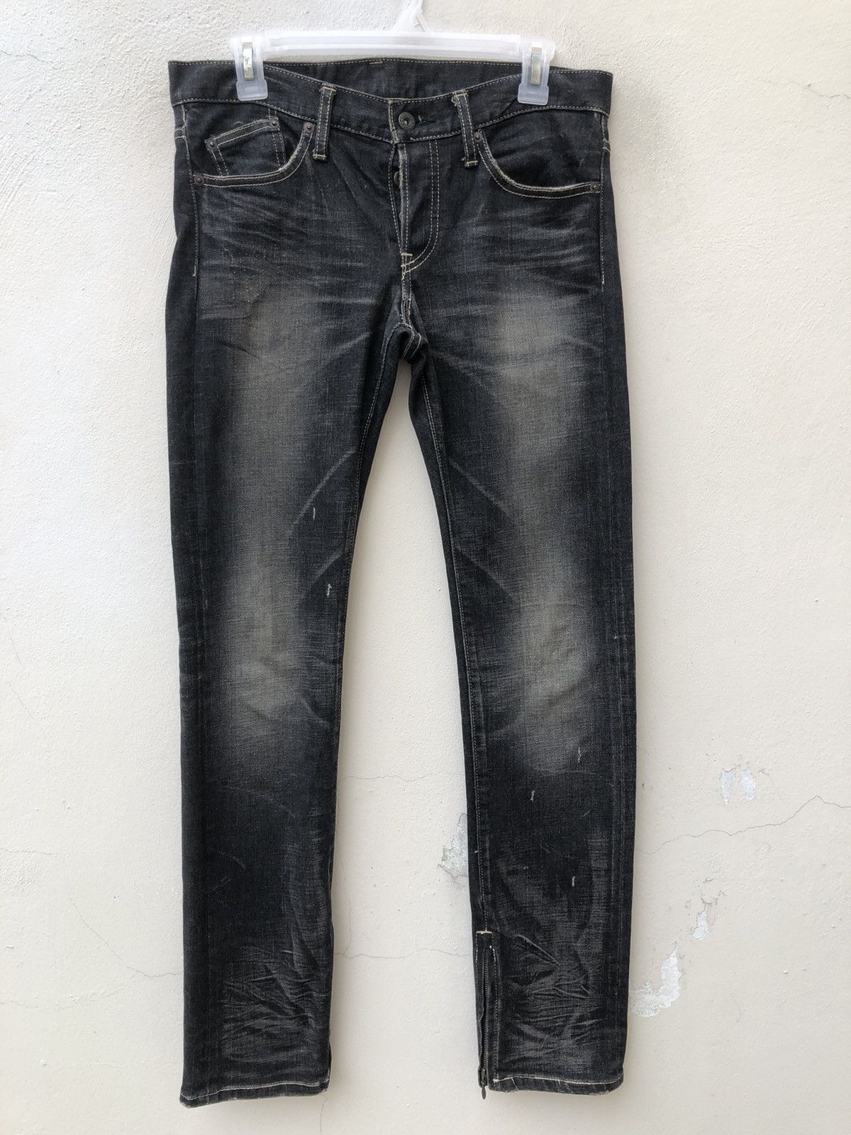Devilock Vintage Glamb Japan Faded Black Denim Zipper Hem Slim Jeans Size US 30 / EU 46 - 3 Thumbnail