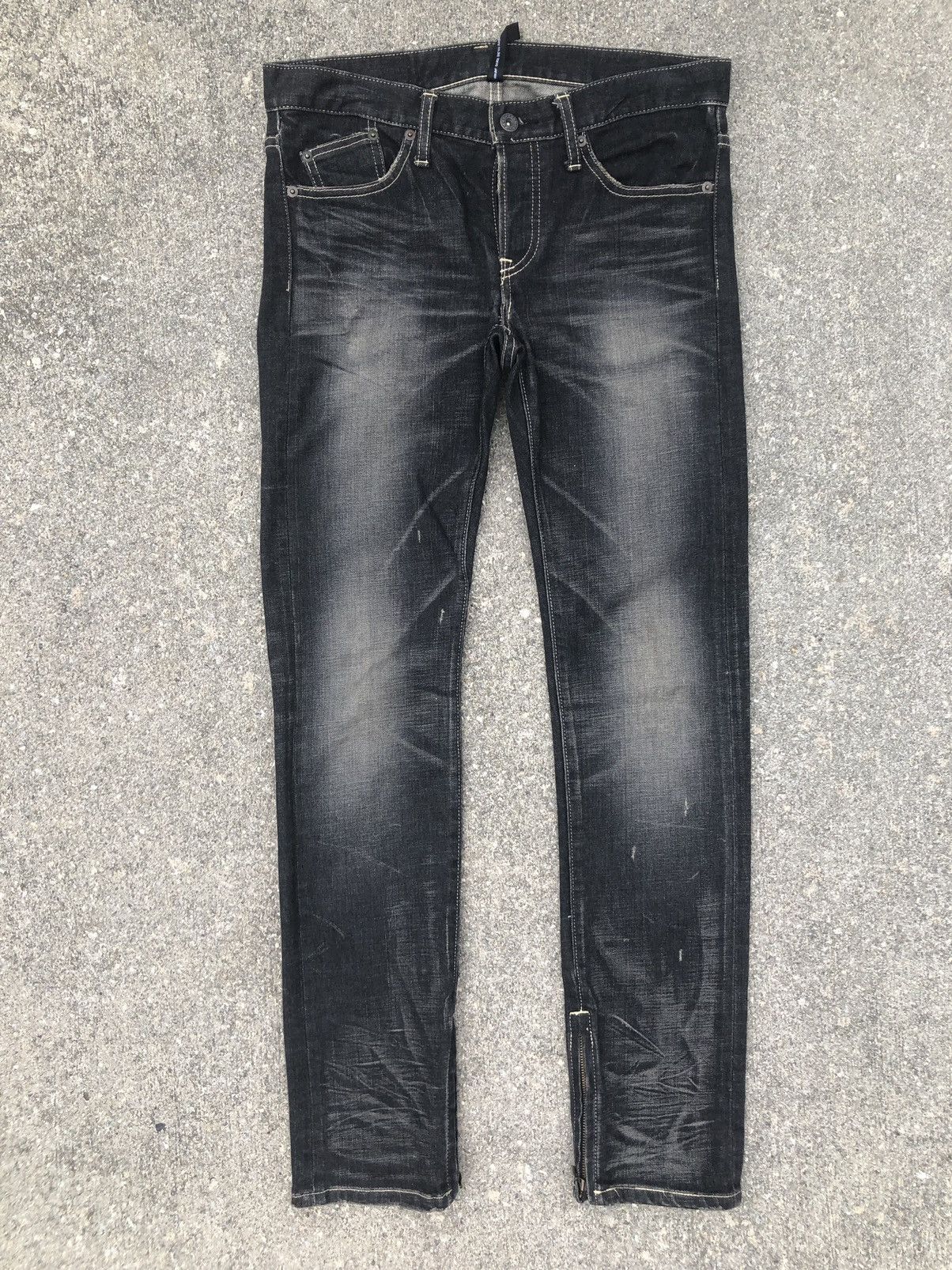Devilock Vintage Glamb Japan Faded Black Denim Zipper Hem Slim Jeans Size US 30 / EU 46 - 1 Thumbnail