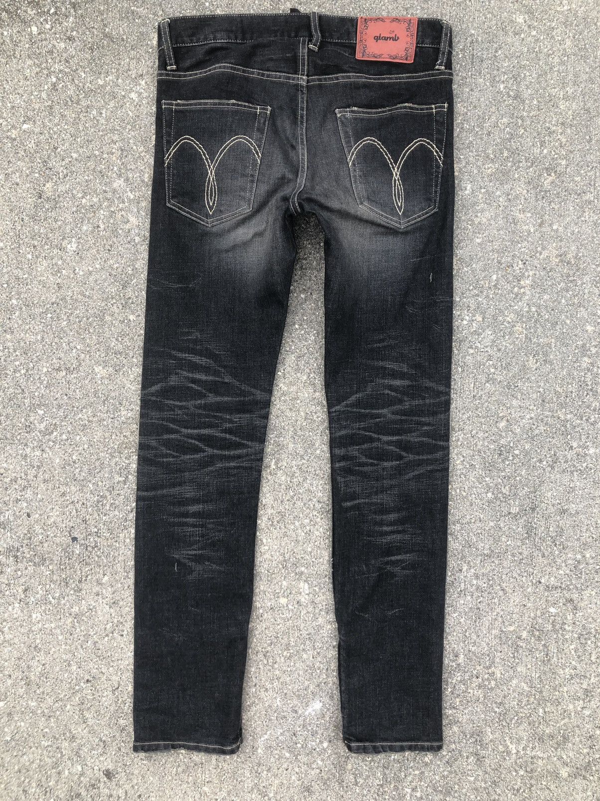 Devilock Vintage Glamb Japan Faded Black Denim Zipper Hem Slim Jeans Size US 30 / EU 46 - 2 Thumbnail