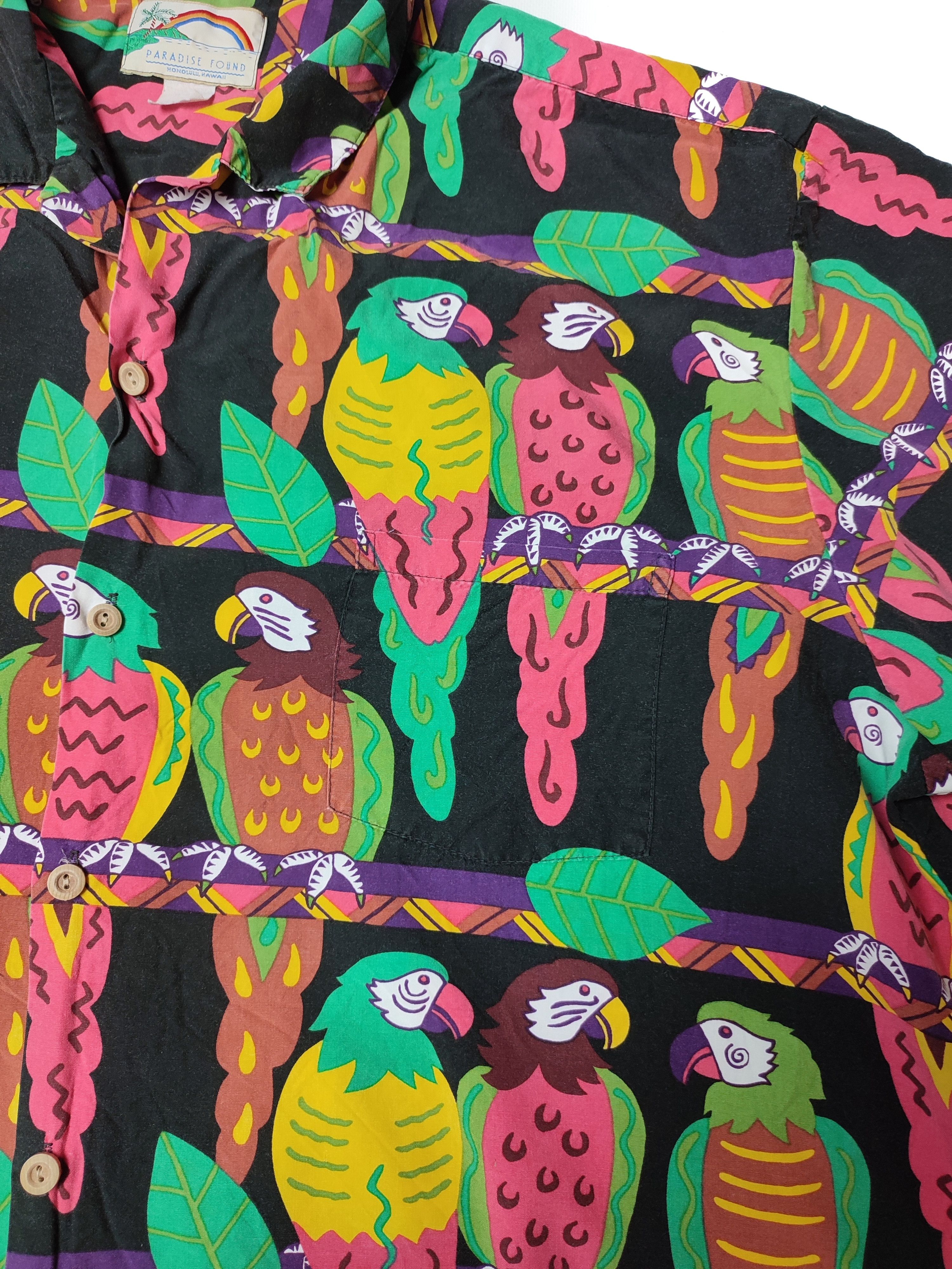 Vintage Vintage Paradise Found Hawaiian Parrots Shirt Size US XL / EU 56 / 4 - 4 Thumbnail