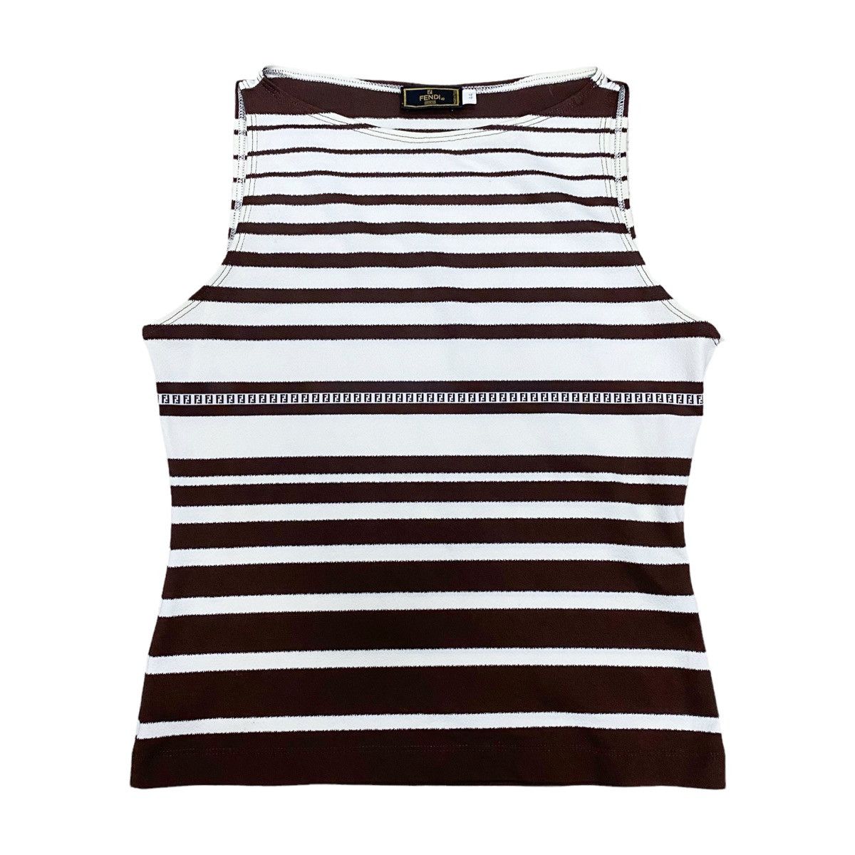 Fendi × Vintage Vintage 90s Fendi FF Logo Stripes Tank Top Size M / US 6-8 / IT 42-44 - 4 Thumbnail