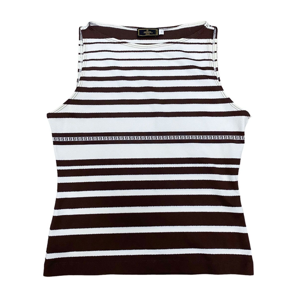 Fendi × Vintage Vintage 90s Fendi FF Logo Stripes Tank Top Size M / US 6-8 / IT 42-44 - 3 Thumbnail