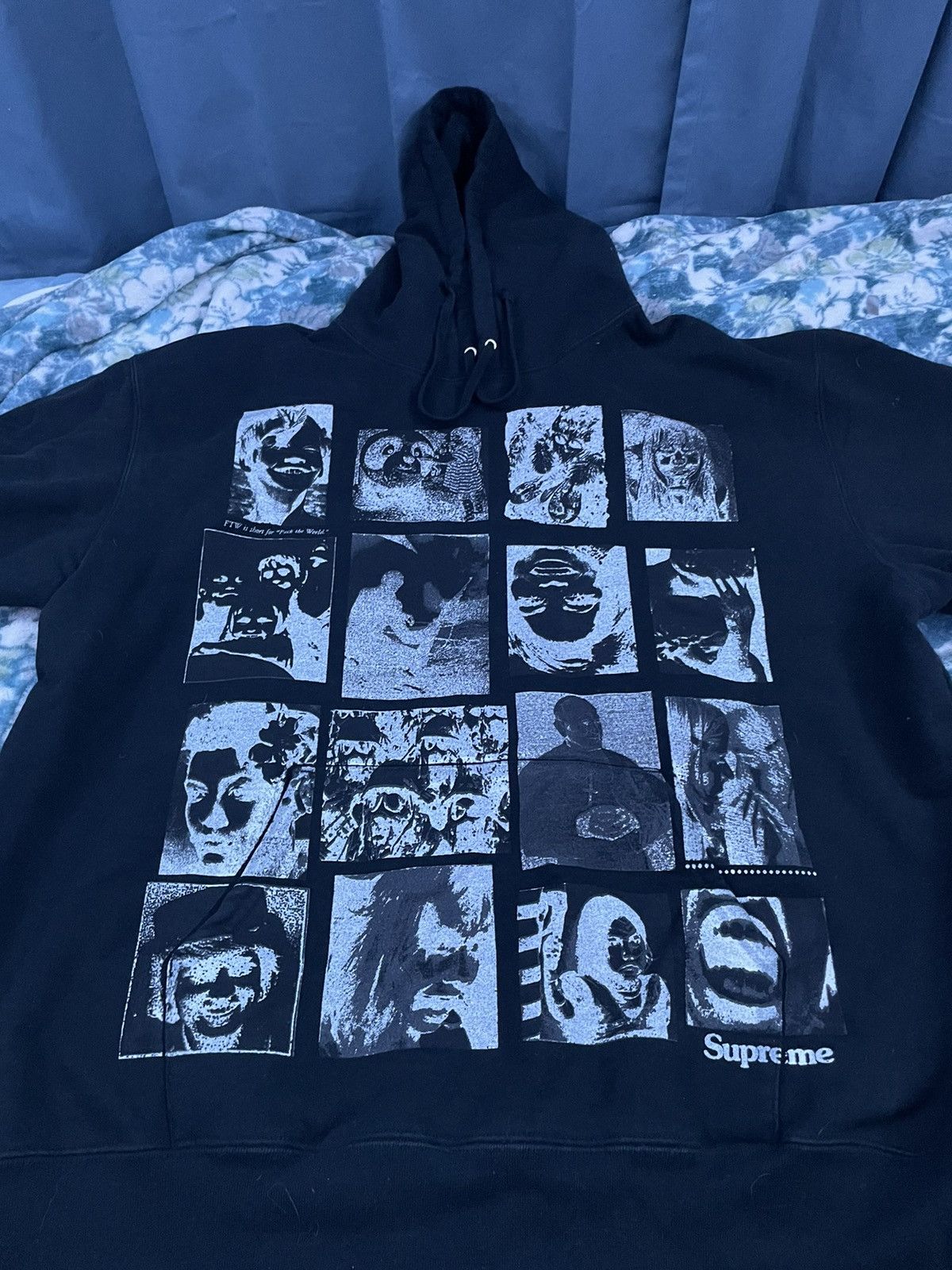 image of Supreme Collage Grid Hooded Sweatshirt in Black, Men's (Size XL)