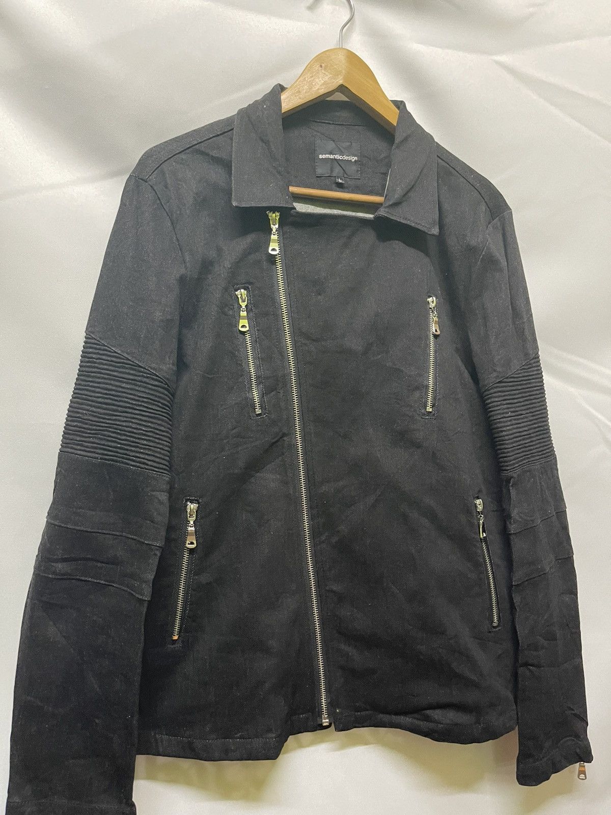 Japanese Brand VINTAGE SEMANTIC DESIGN BIKER JACKET Size US L / EU 52-54 / 3 - 3 Thumbnail