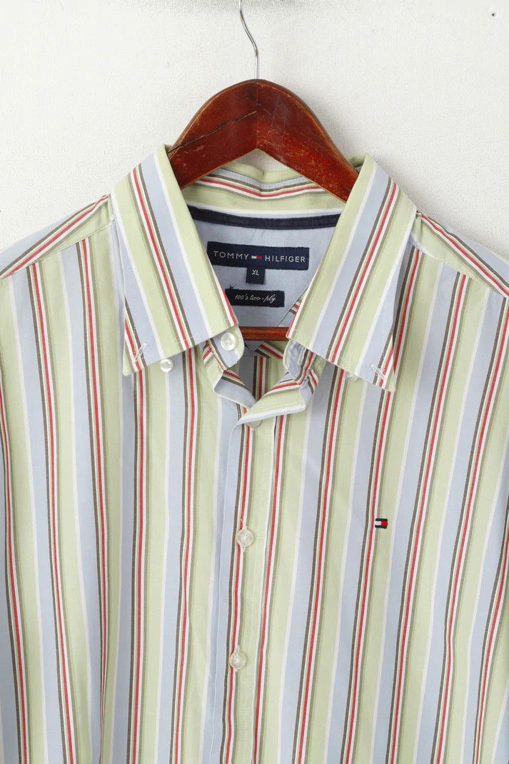 Tommy Hilfiger Tommy Hilfiger Men XL Casual Shirt Blue Green 6454 Size US XL / EU 56 / 4 - 2 Thumbnail