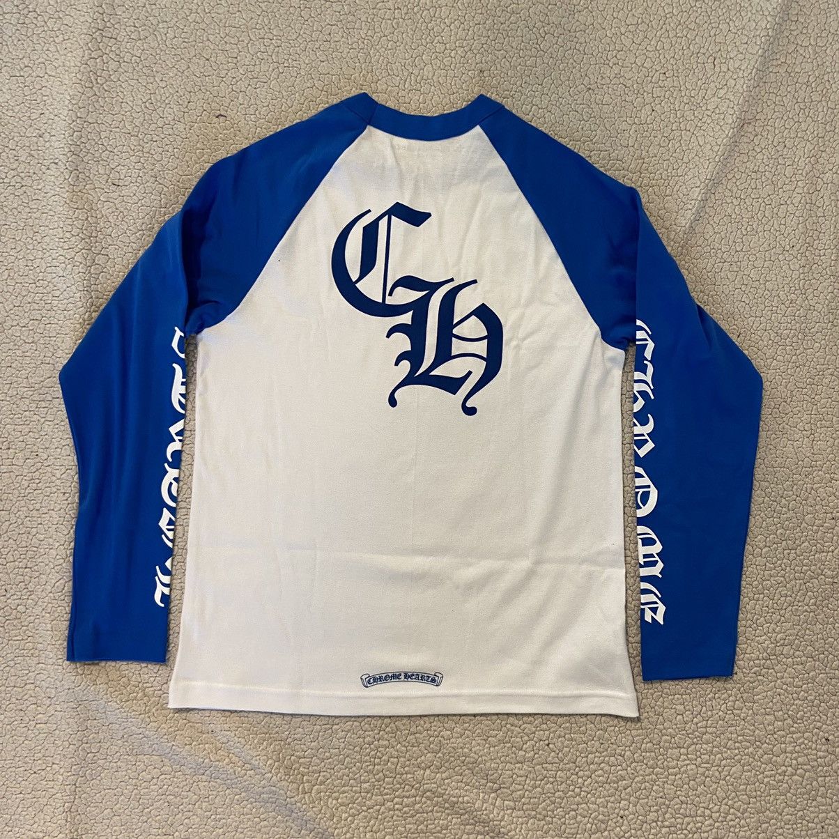 Chrome Hearts Chrome Hearts White Blue Baseball Raglan Tee Shirt | Grailed