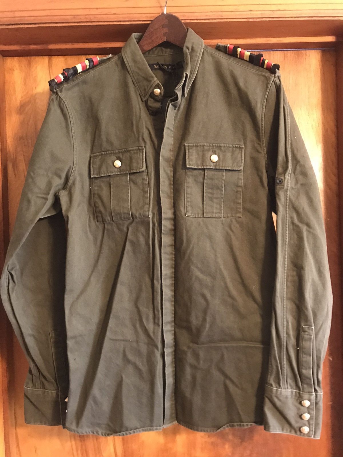 Balmain Green Military Shirt Size Medium