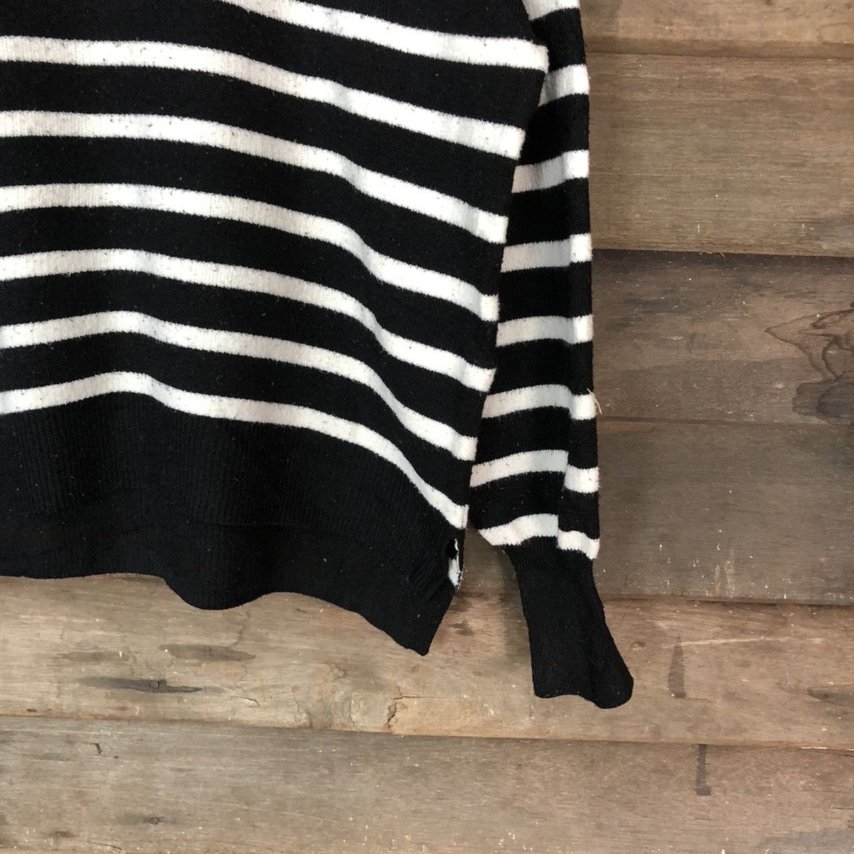 Homespun Knitwear × Japanese Brand × OVER THE STRiPES Japanese Brand Stripe Knitwear Sweater like cobain #6750 Size US M / EU 48-50 / 2 - 5 Thumbnail