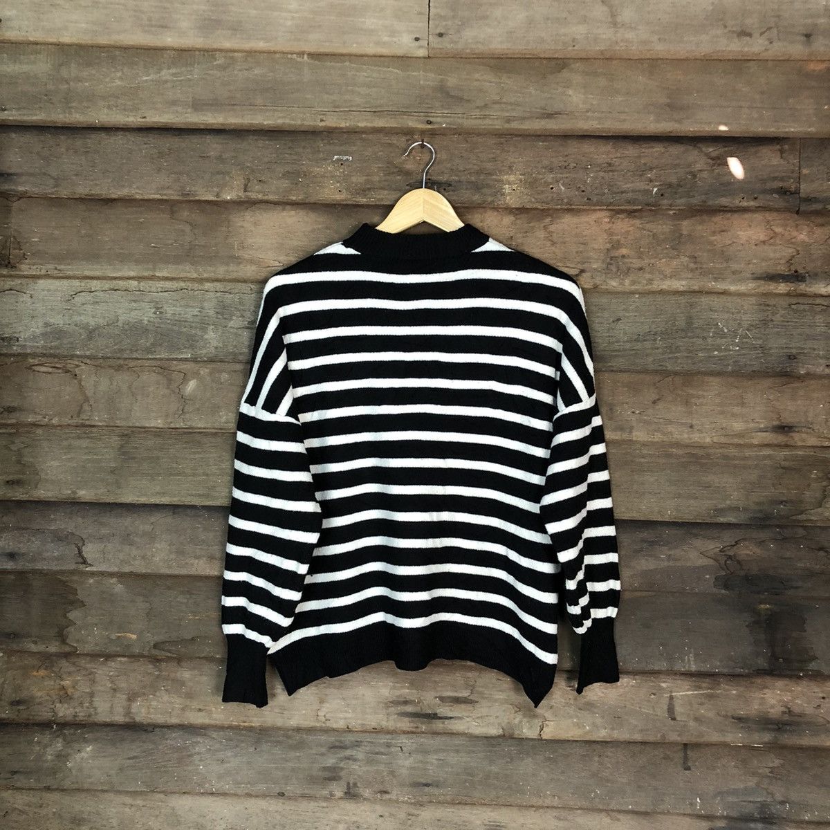 Homespun Knitwear × Japanese Brand × OVER THE STRiPES Japanese Brand Stripe Knitwear Sweater like cobain #6750 Size US M / EU 48-50 / 2 - 8 Thumbnail