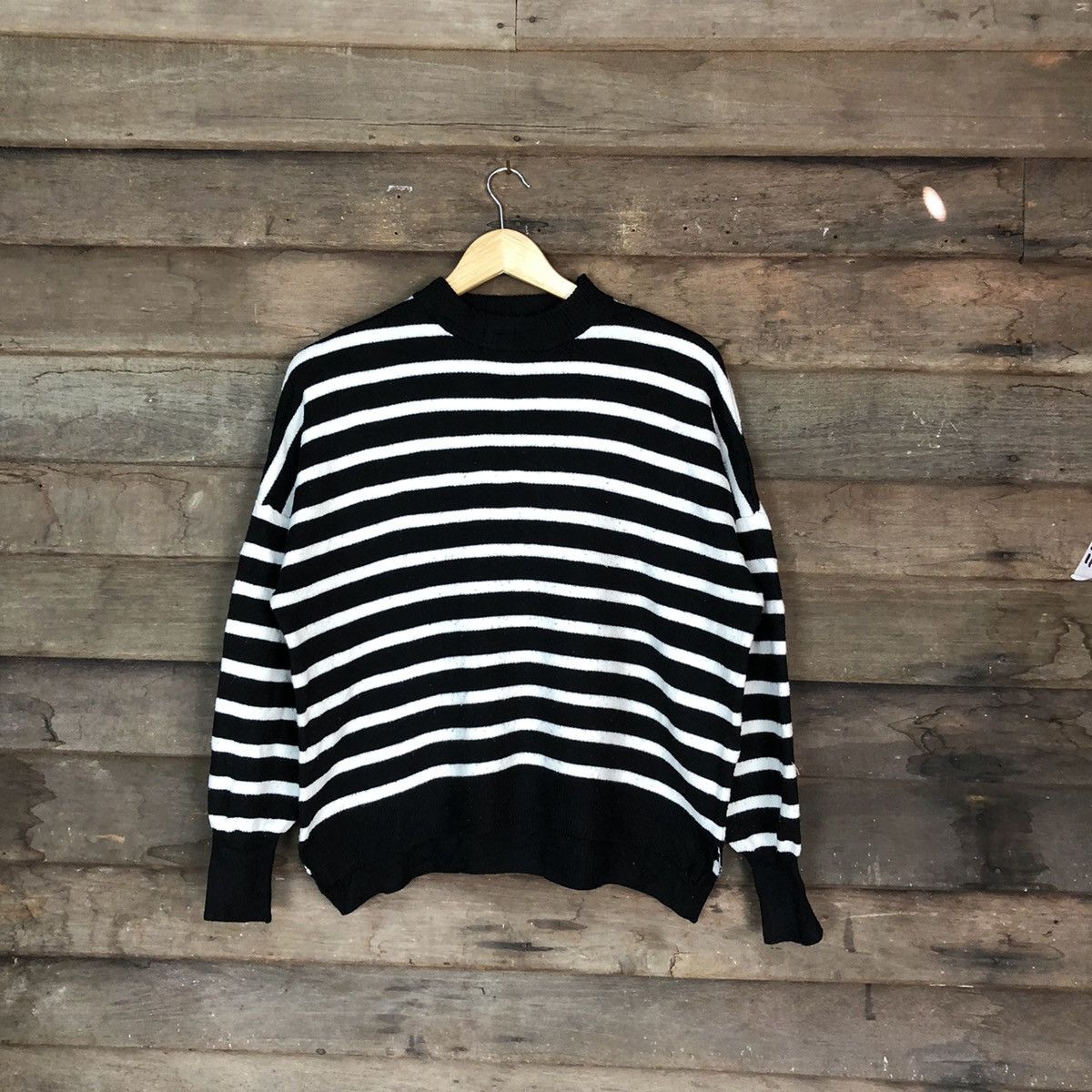 Homespun Knitwear × Japanese Brand × OVER THE STRiPES Japanese Brand Stripe Knitwear Sweater like cobain #6750 Size US M / EU 48-50 / 2 - 1 Thumbnail