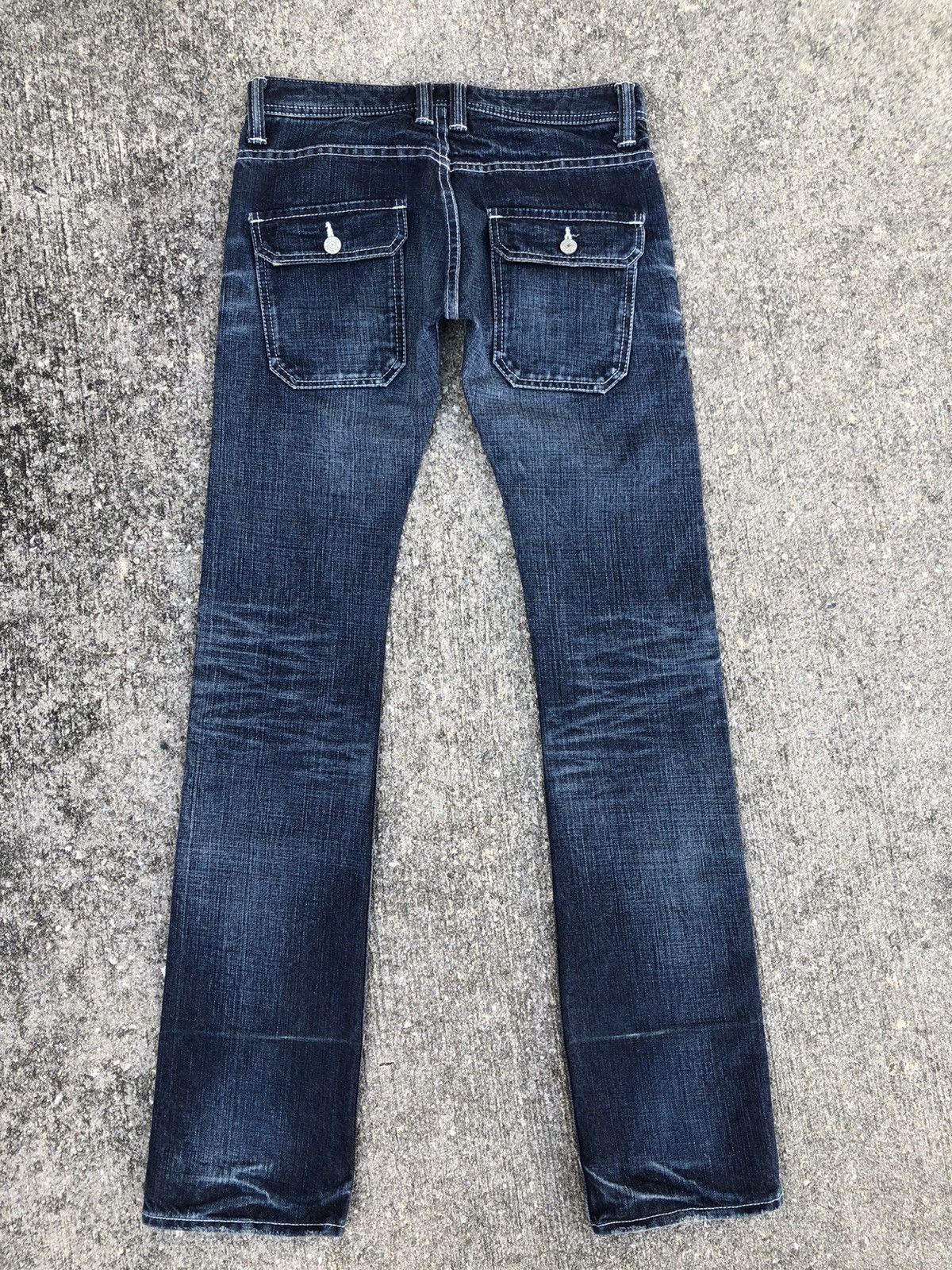 TMT T.M.T. Japan Distressed Denim Bush Pant Flare Jeans Size US 28 / EU 44 - 2 Thumbnail