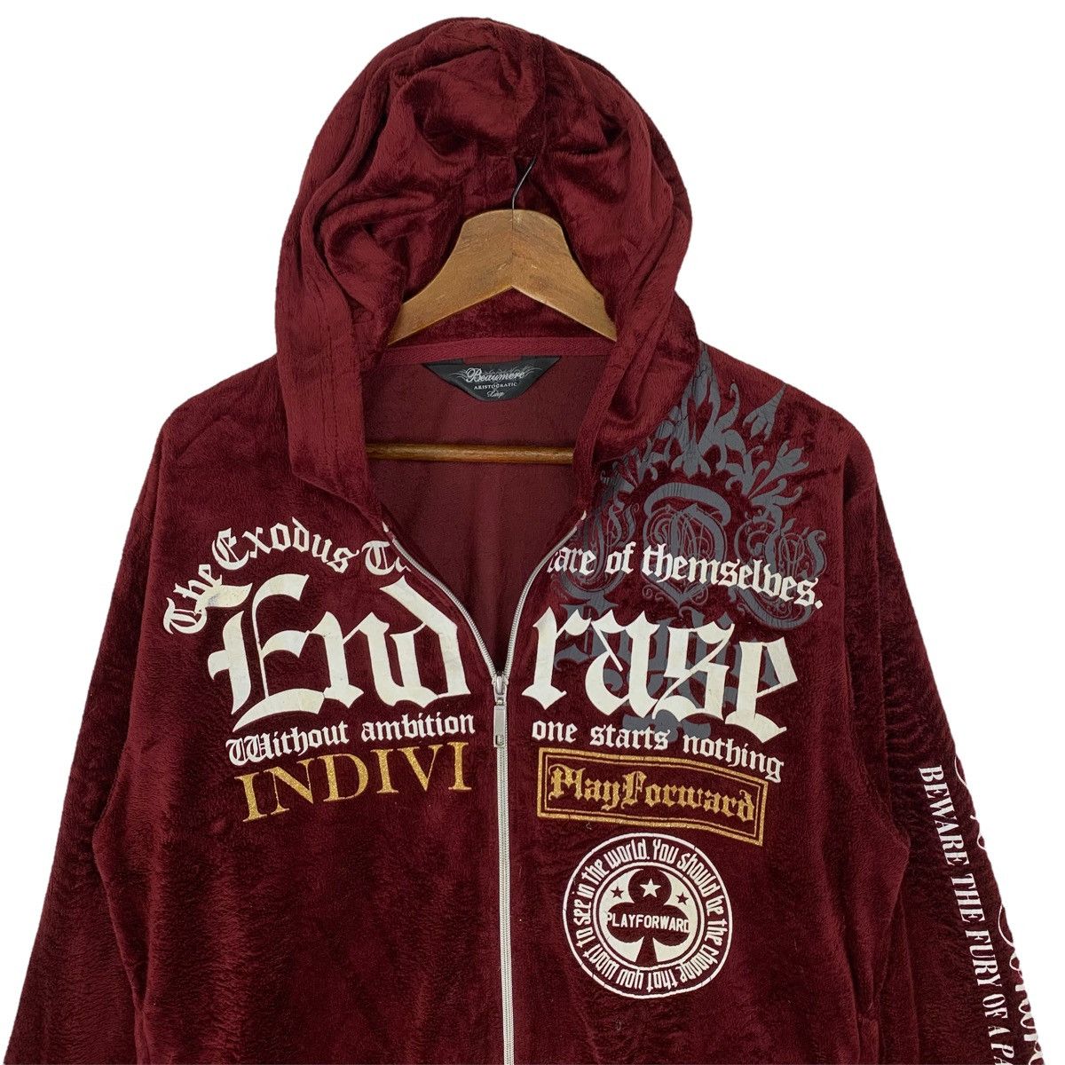 Seditionaries Beaumere Aristocratic Spellout Velvet Hoodie Zipper Jacket Size US L / EU 52-54 / 3 - 2 Thumbnail