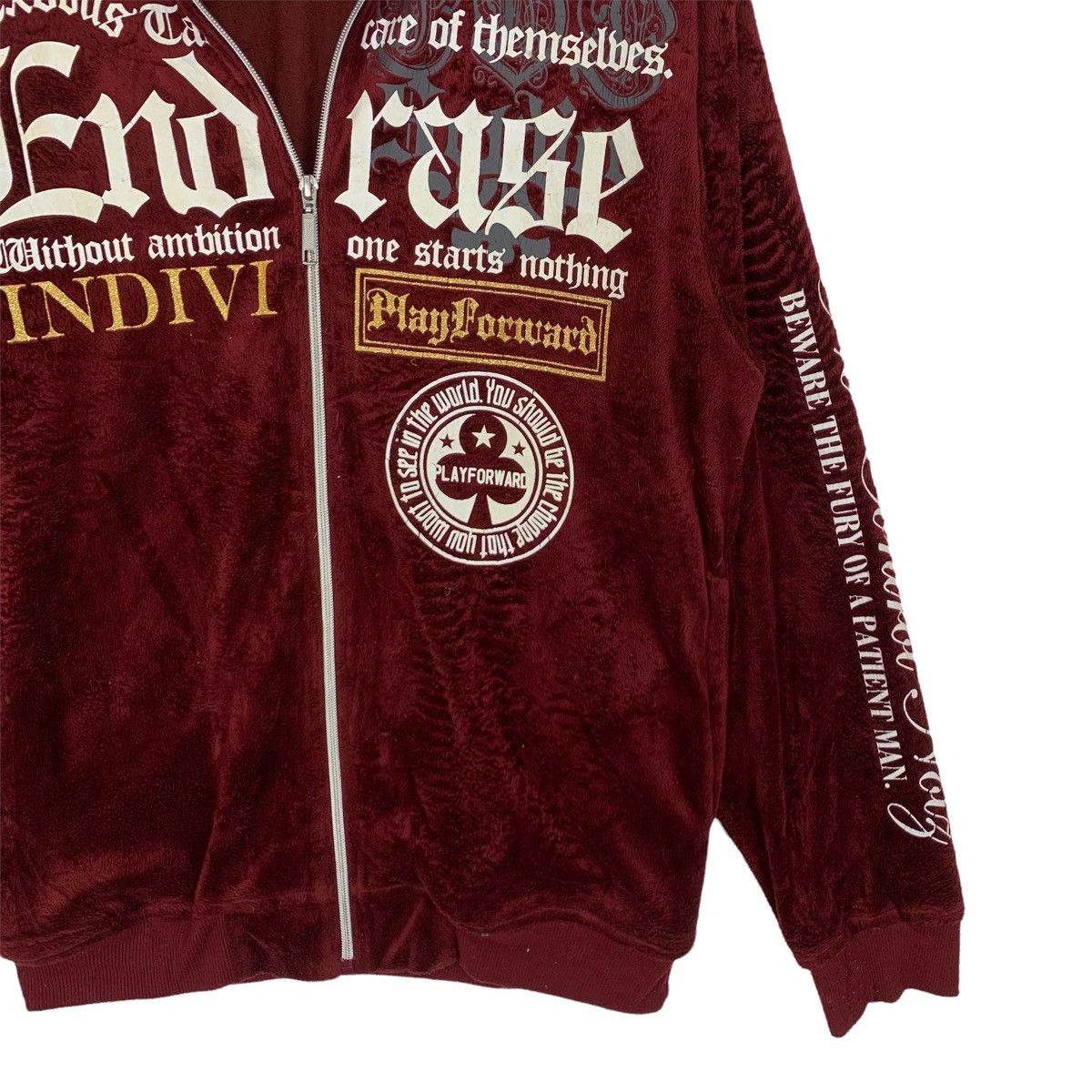 Seditionaries Beaumere Aristocratic Spellout Velvet Hoodie Zipper Jacket Size US L / EU 52-54 / 3 - 3 Thumbnail