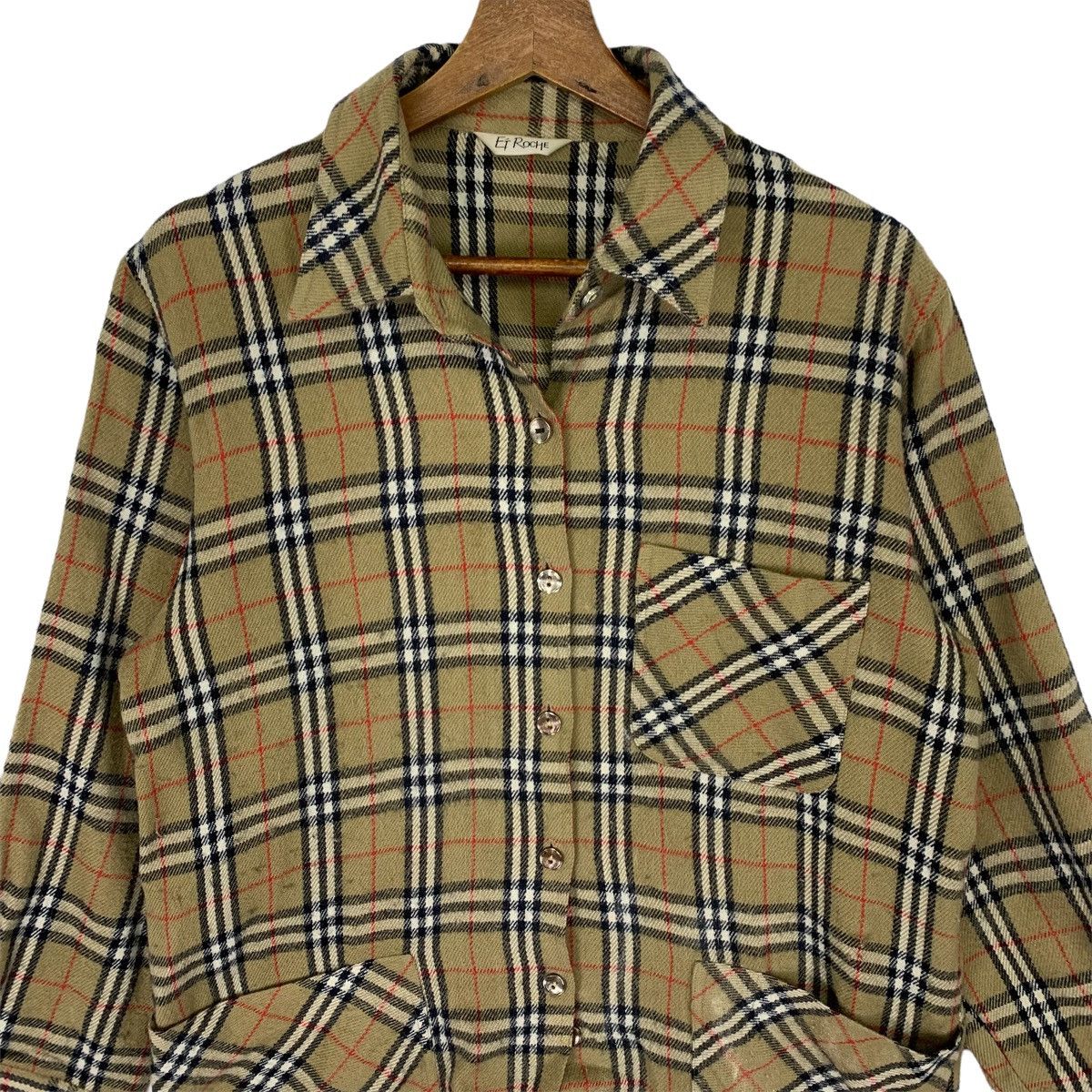 Japanese Brand Vintage Et Roche Like Burberry Nova Check Button Flannel Size US M / EU 48-50 / 2 - 2 Thumbnail