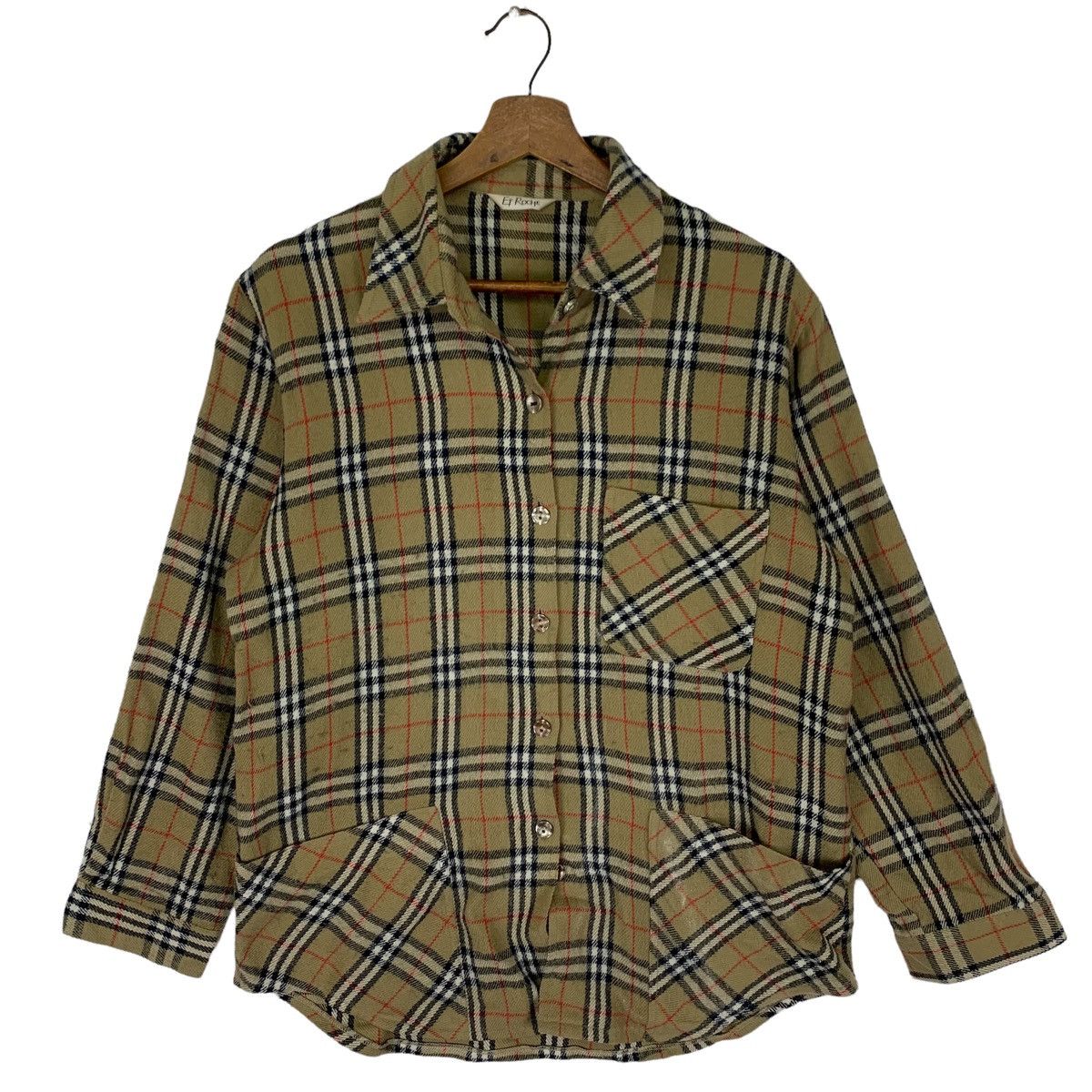 Japanese Brand Vintage Et Roche Like Burberry Nova Check Button Flannel Size US M / EU 48-50 / 2 - 1 Thumbnail