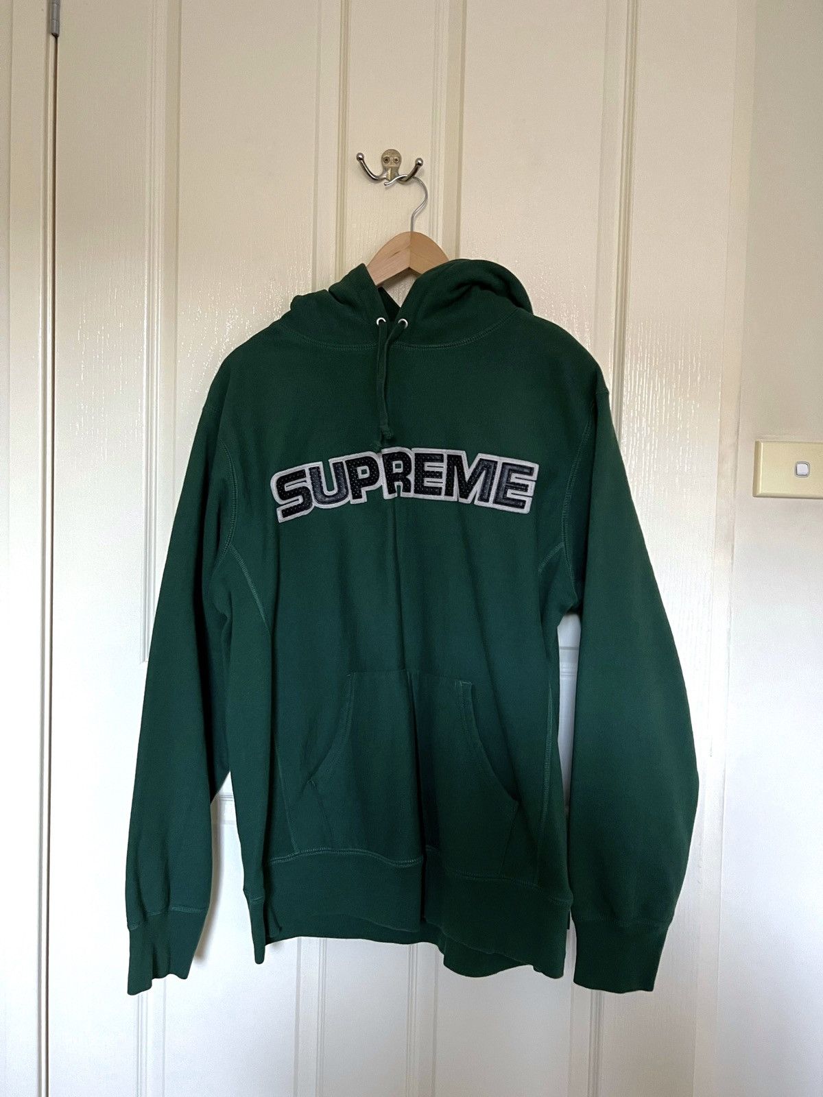 Supreme Supreme Perforated Leather Hooded Sweatshirt Dark Green