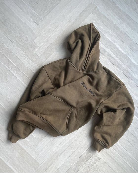 Made In Usa Thirteen Studios Hoodie 'Double Layered' - Olive Brown