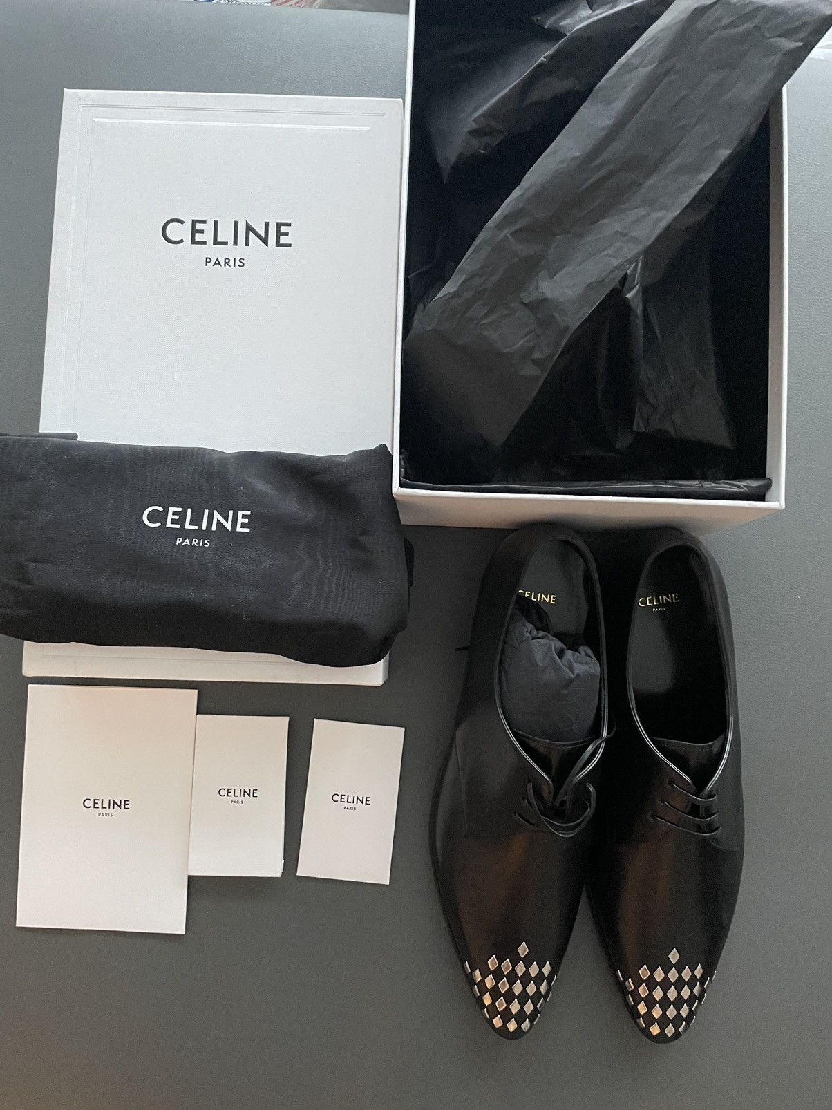 Celine × Hedi Slimane Celine by Hedi Slimane Runway Studded Derby New Size US 12 / EU 45 - 3 Thumbnail