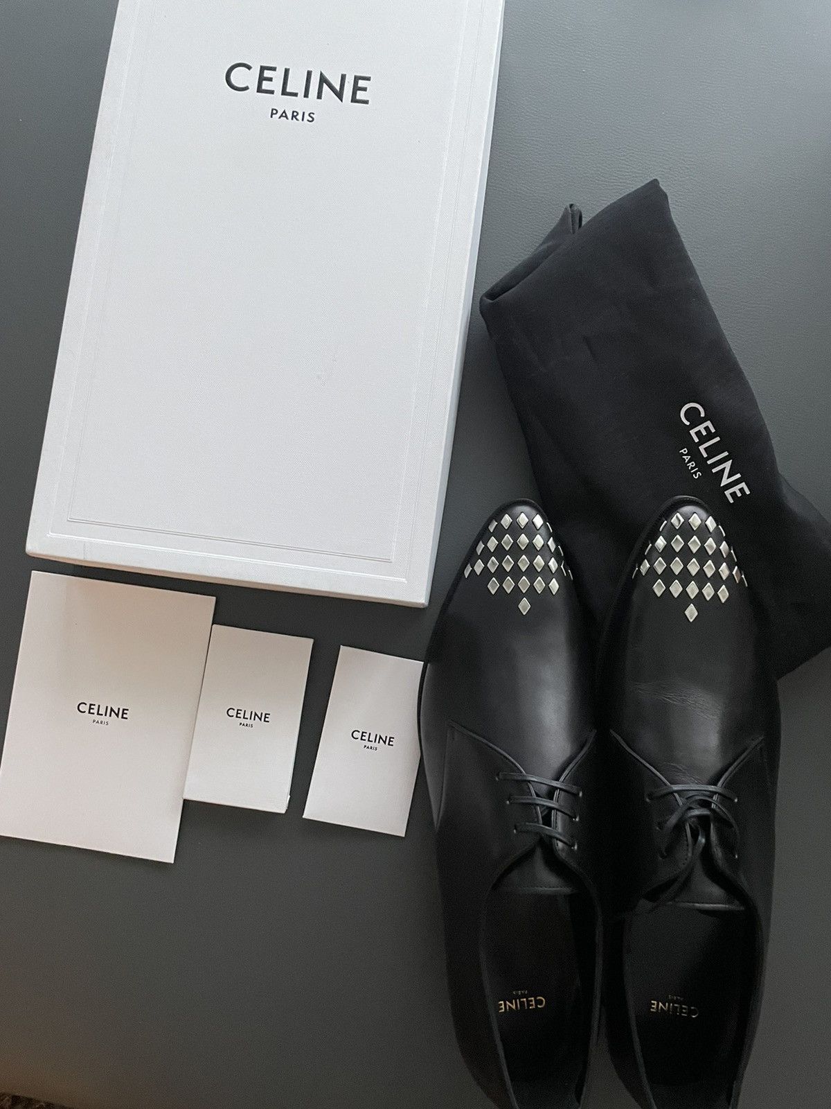 Celine × Hedi Slimane Celine by Hedi Slimane Runway Studded Derby New Size US 12 / EU 45 - 19 Thumbnail