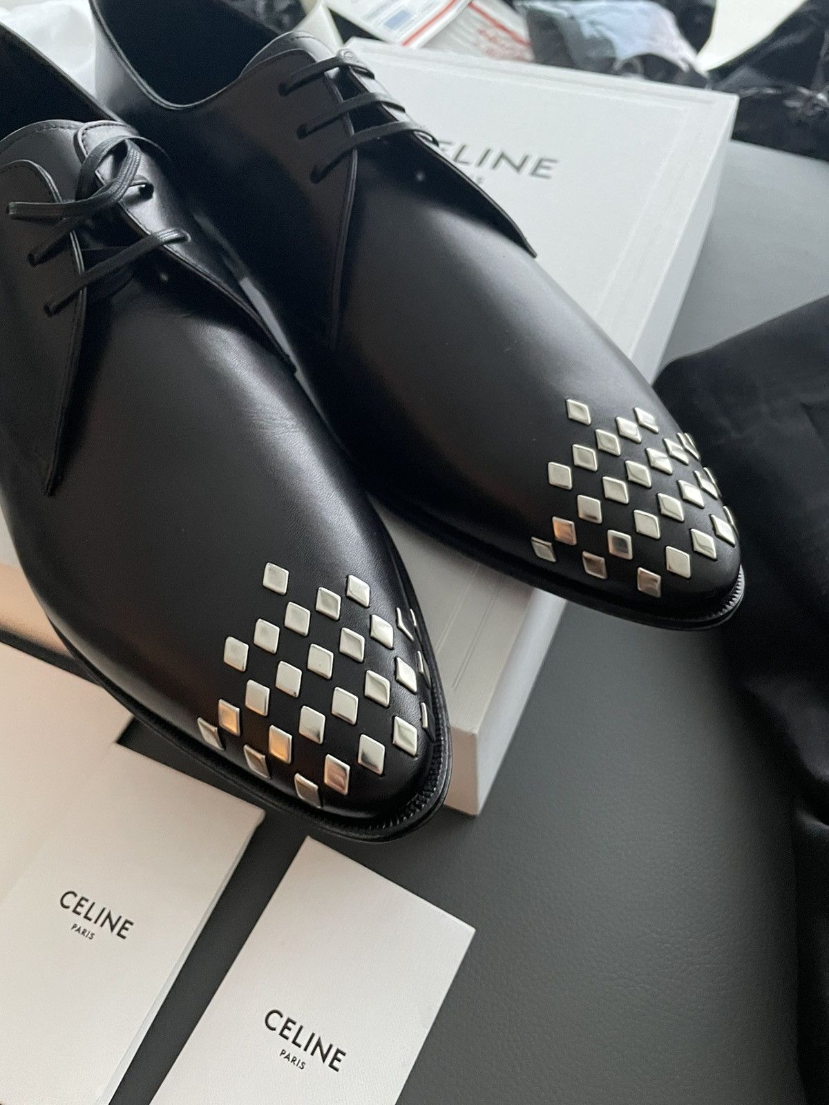 Celine × Hedi Slimane Celine by Hedi Slimane Runway Studded Derby New Size US 12 / EU 45 - 9 Thumbnail