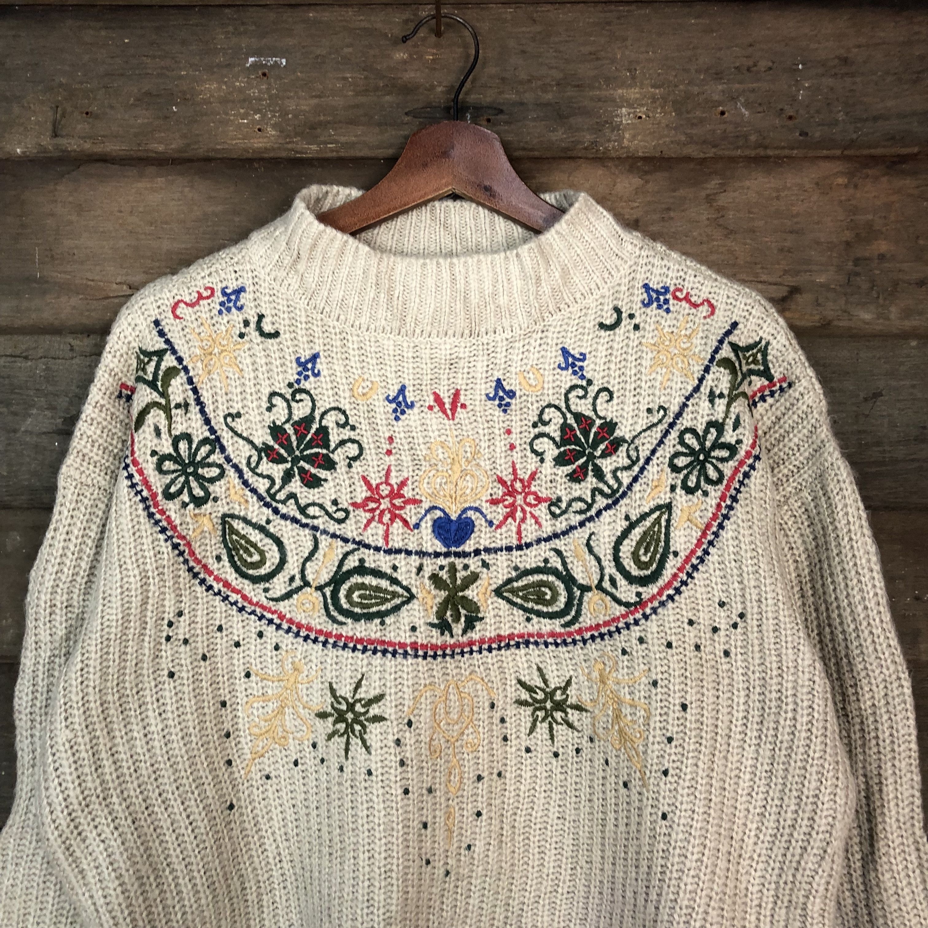 Vintage Moca art embrodery streetwear Brown Knitwear #012 Size US M / EU 48-50 / 2 - 7 Thumbnail