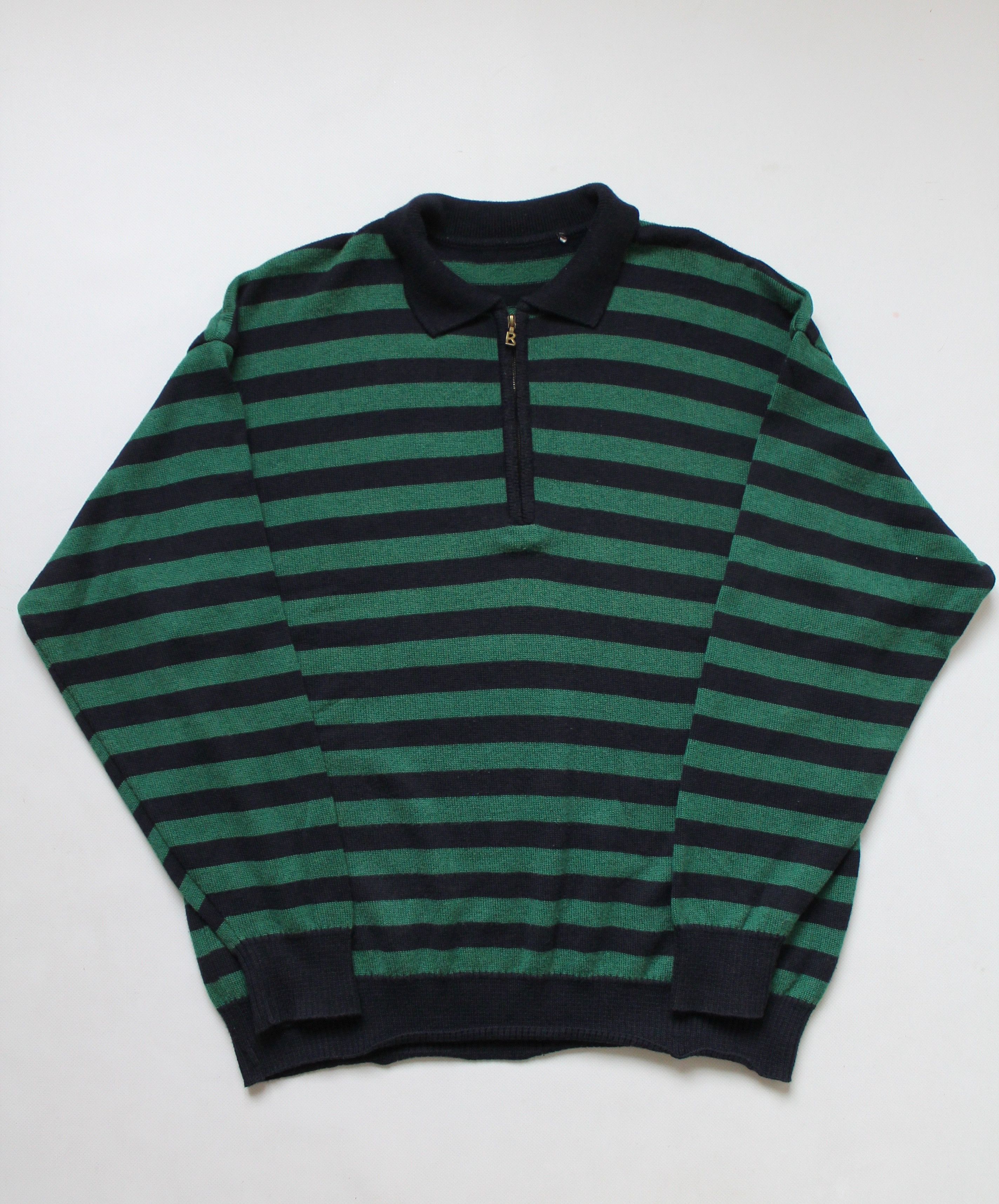 Bogner BOGNER vintage 1/4 zip Sweater striped green / dark blue Size US XL / EU 56 / 4 - 1 Thumbnail