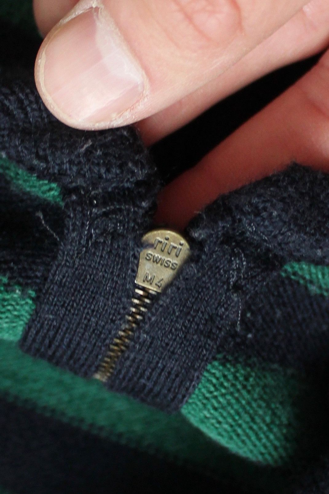 Bogner BOGNER vintage 1/4 zip Sweater striped green / dark blue Size US XL / EU 56 / 4 - 10 Thumbnail