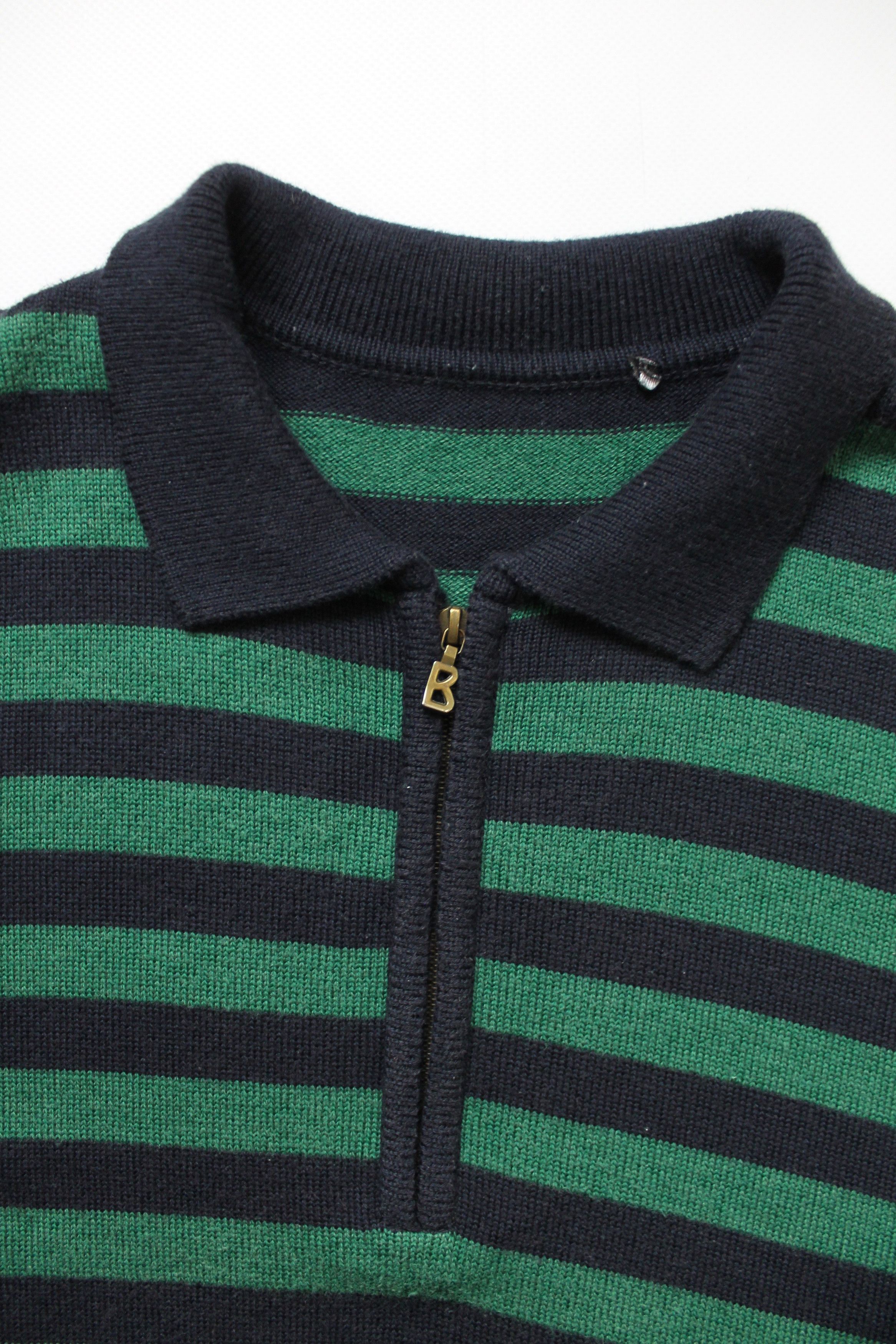 Bogner BOGNER vintage 1/4 zip Sweater striped green / dark blue Size US XL / EU 56 / 4 - 9 Thumbnail