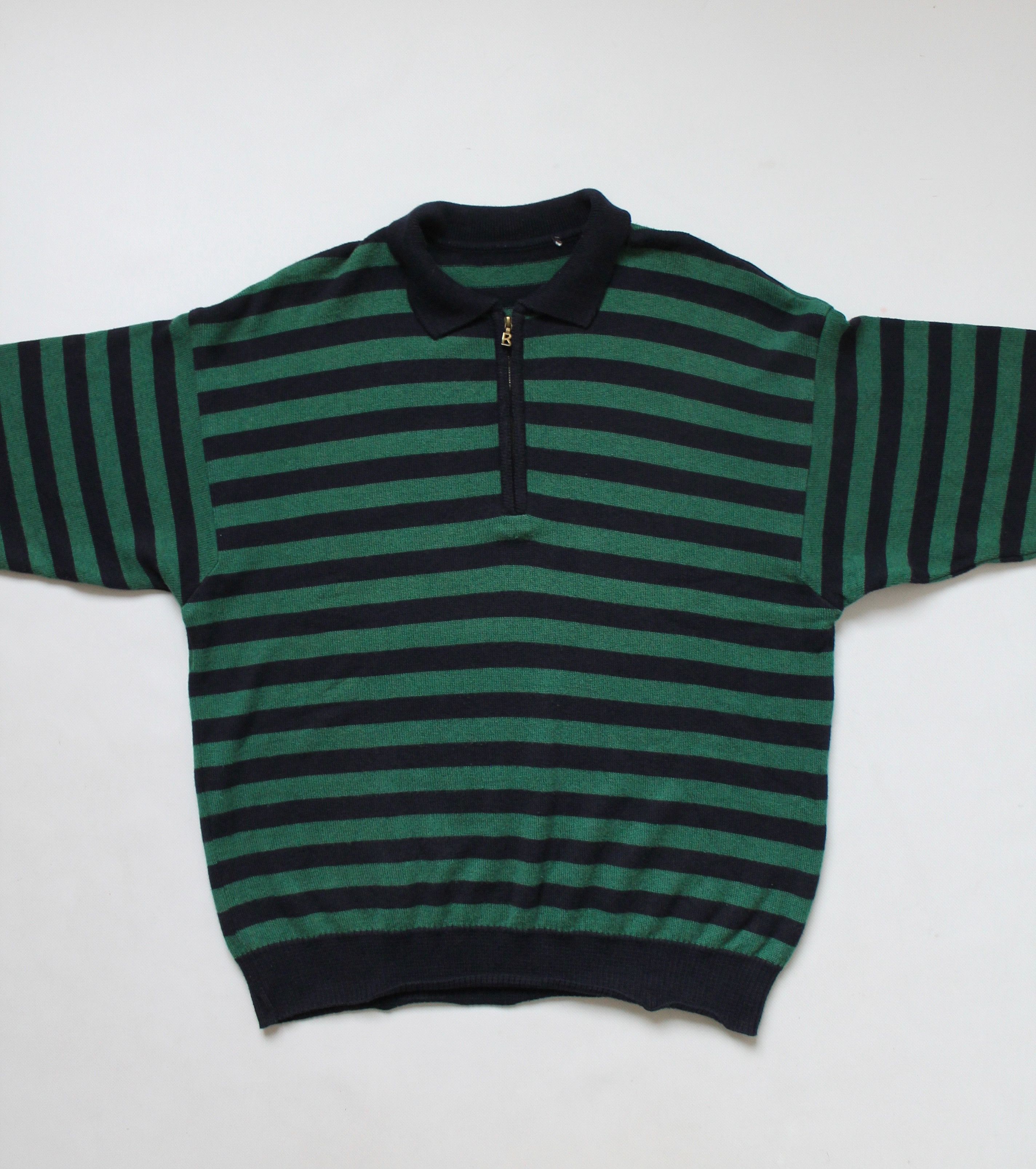 Bogner BOGNER vintage 1/4 zip Sweater striped green / dark blue Size US XL / EU 56 / 4 - 8 Thumbnail