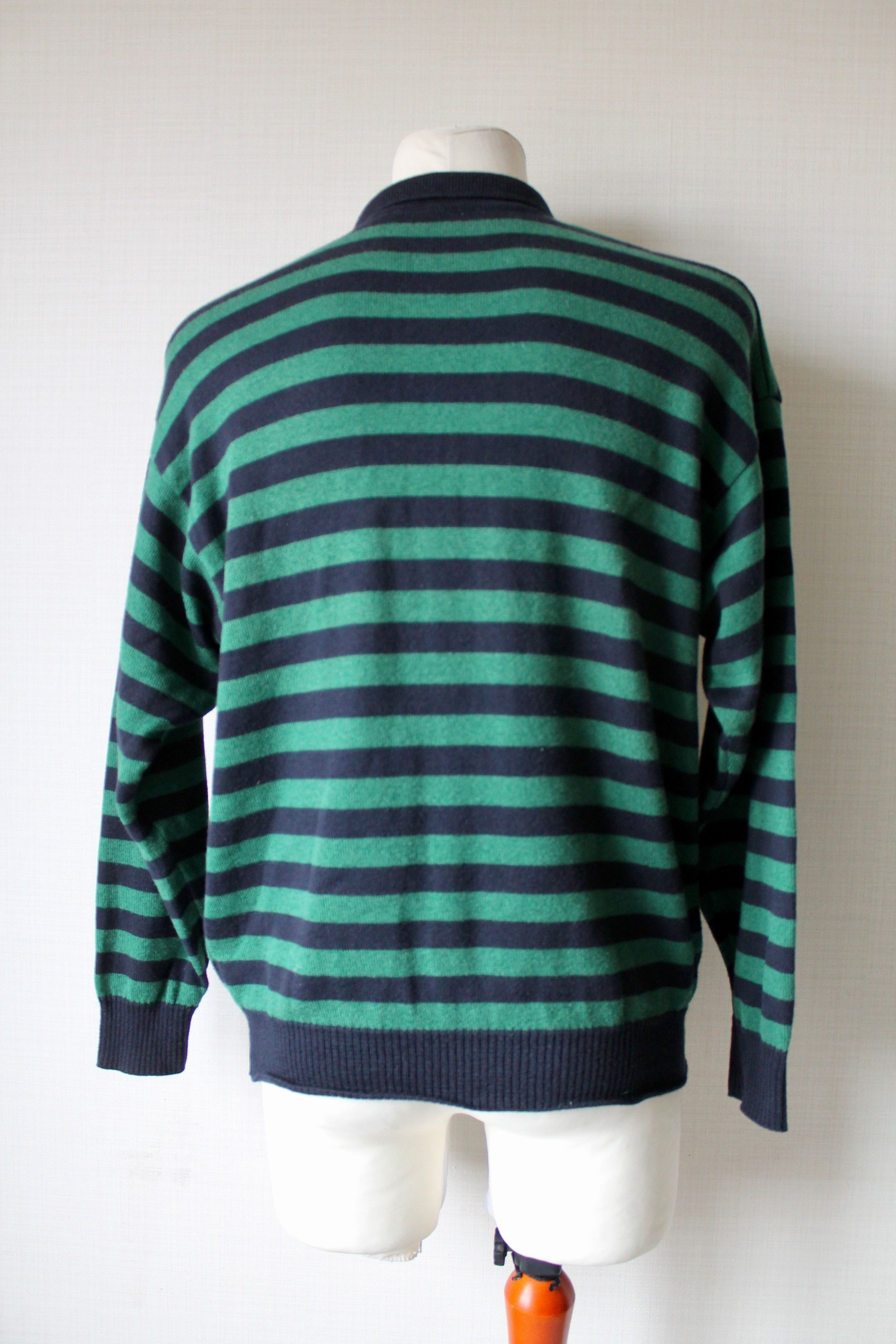 Bogner BOGNER vintage 1/4 zip Sweater striped green / dark blue Size US XL / EU 56 / 4 - 7 Thumbnail