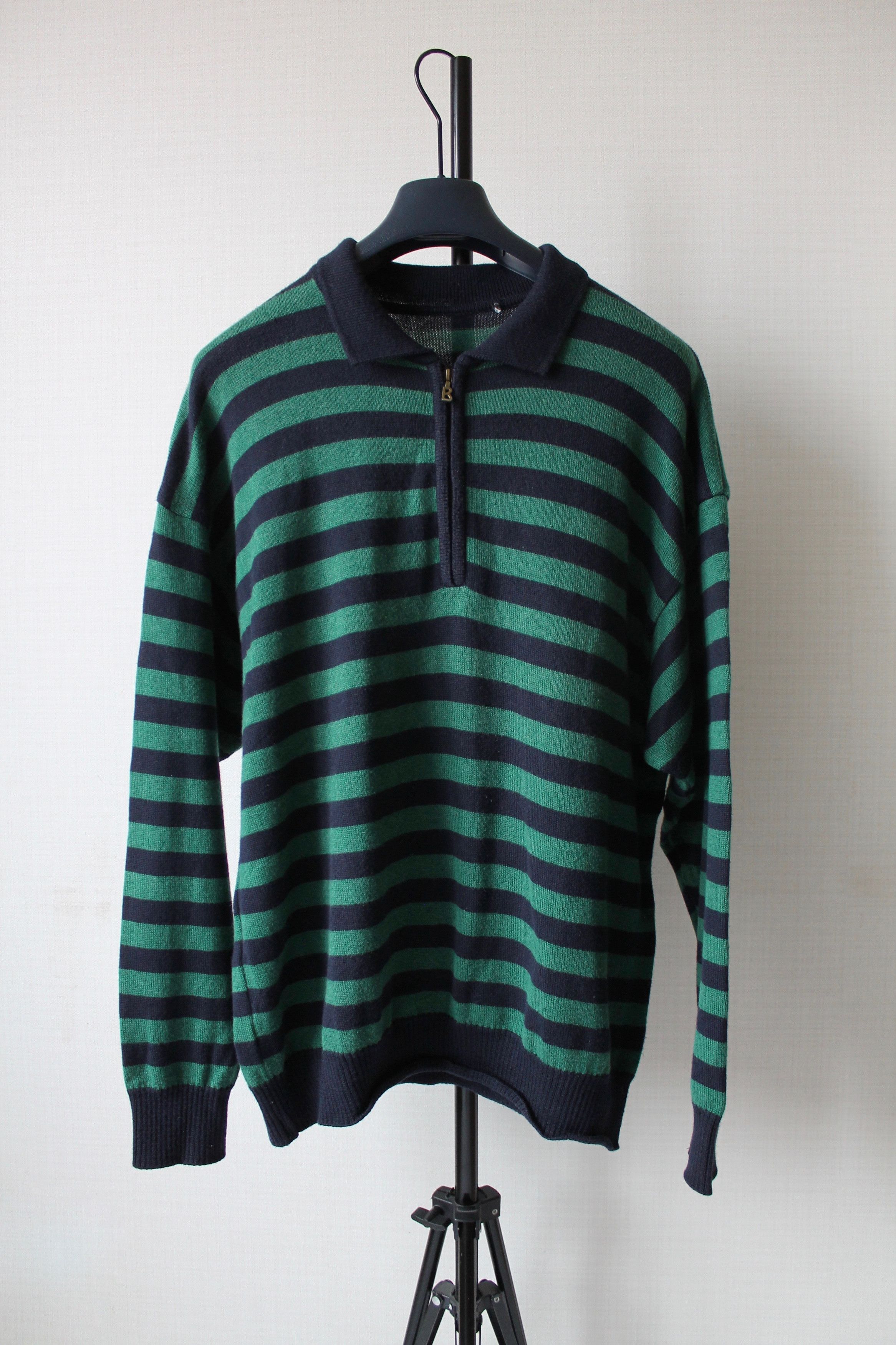Bogner BOGNER vintage 1/4 zip Sweater striped green / dark blue Size US XL / EU 56 / 4 - 2 Thumbnail