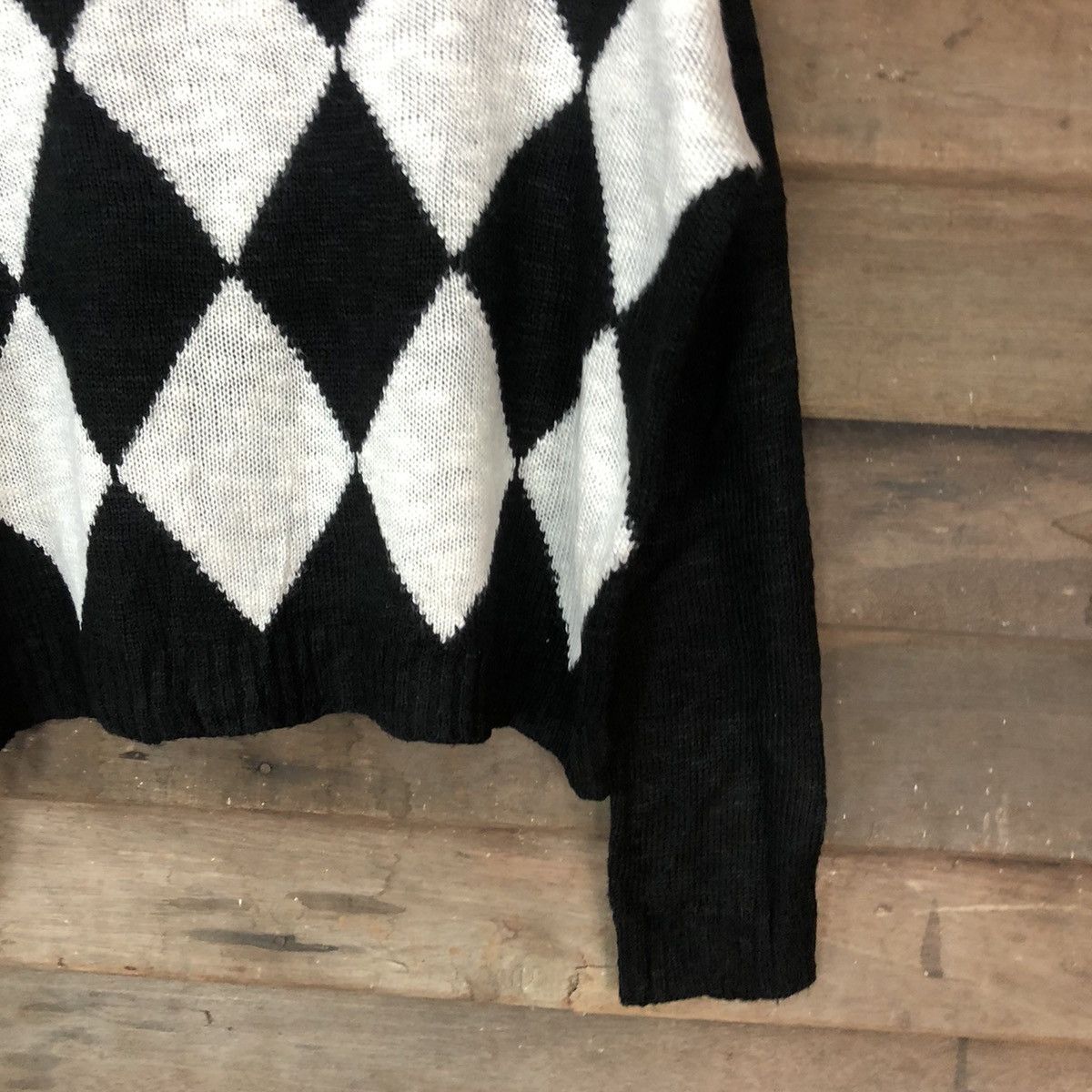 Japanese Brand Sorriders Vintage diamond Black White Knitwear #004 Size US M / EU 48-50 / 2 - 5 Thumbnail