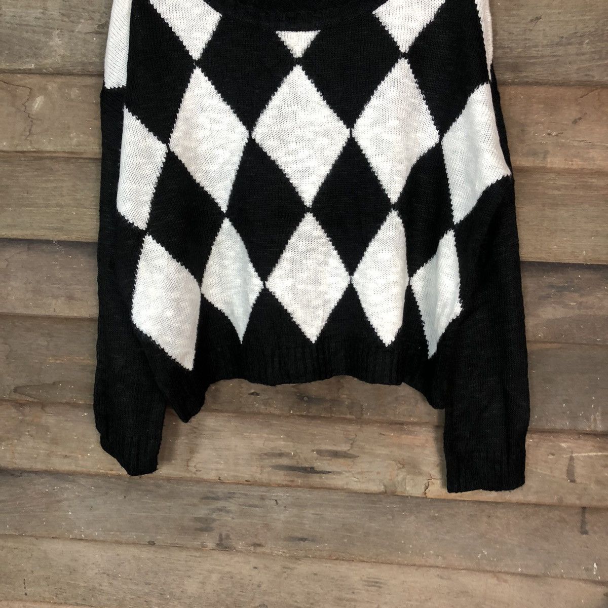 Japanese Brand Sorriders Vintage diamond Black White Knitwear #004 Size US M / EU 48-50 / 2 - 3 Thumbnail