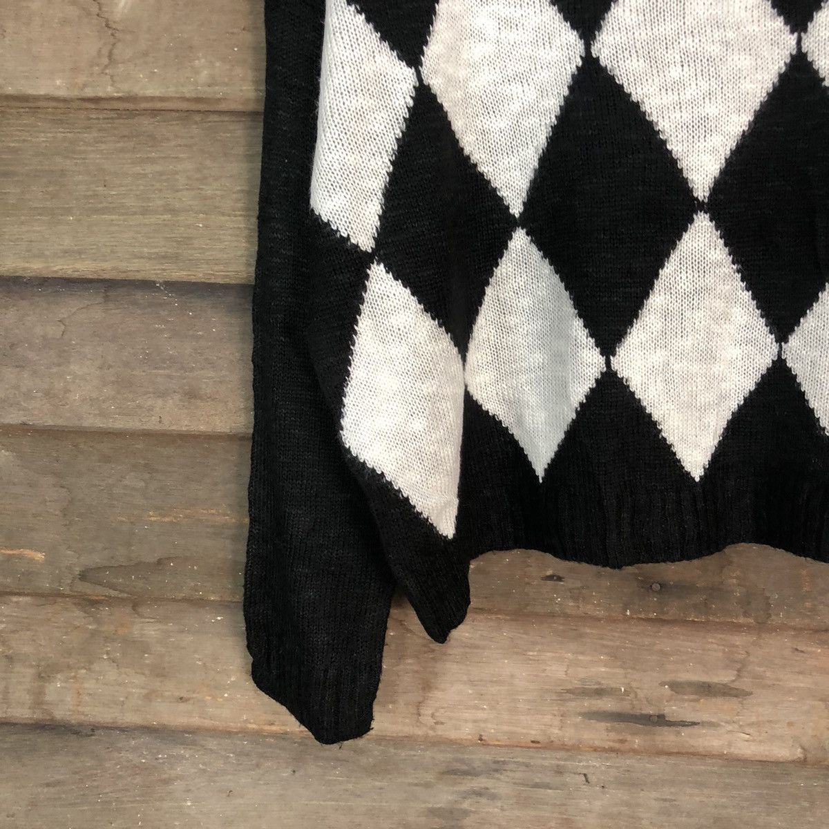 Japanese Brand Sorriders Vintage diamond Black White Knitwear #004 Size US M / EU 48-50 / 2 - 4 Thumbnail