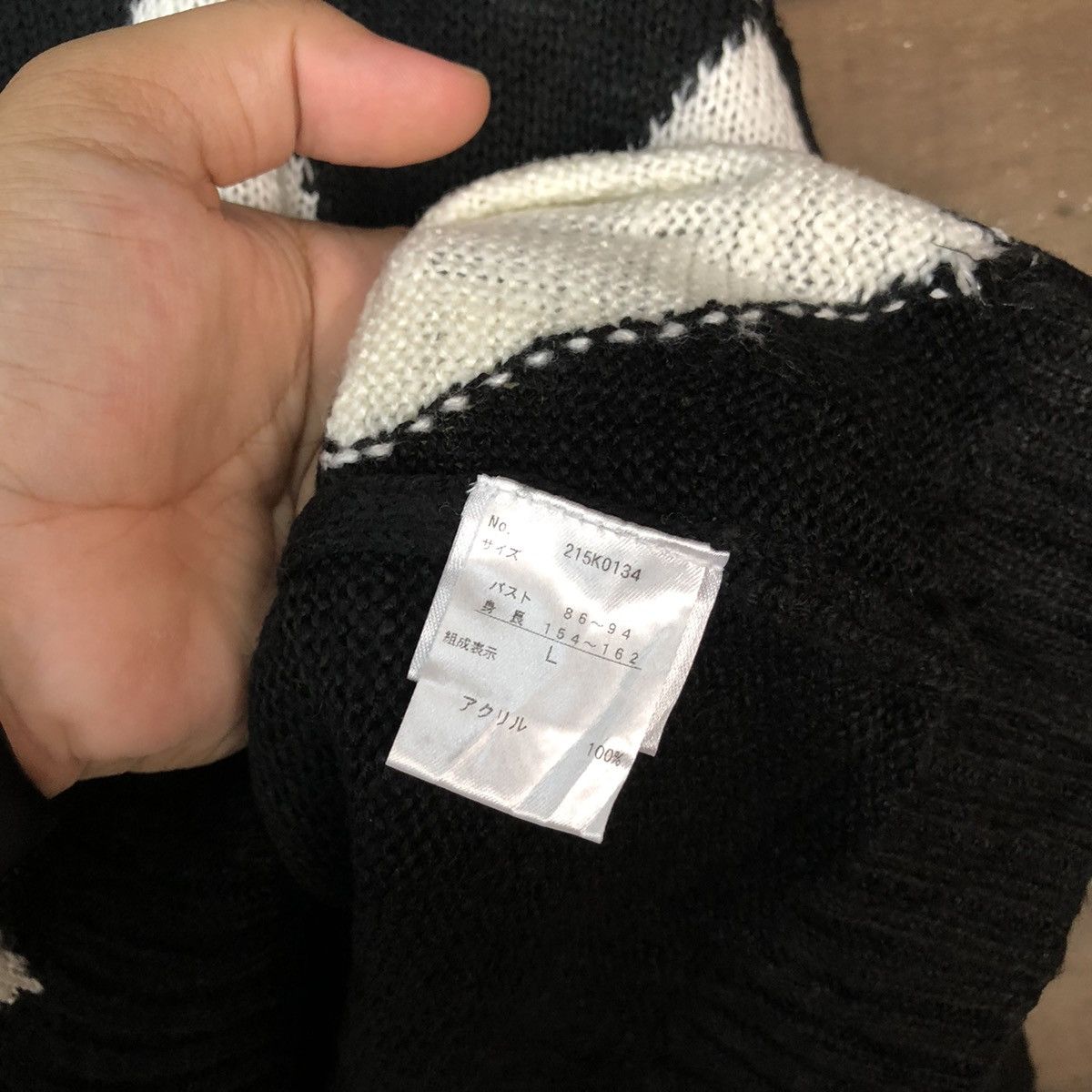 Japanese Brand Sorriders Vintage diamond Black White Knitwear #004 Size US M / EU 48-50 / 2 - 7 Thumbnail