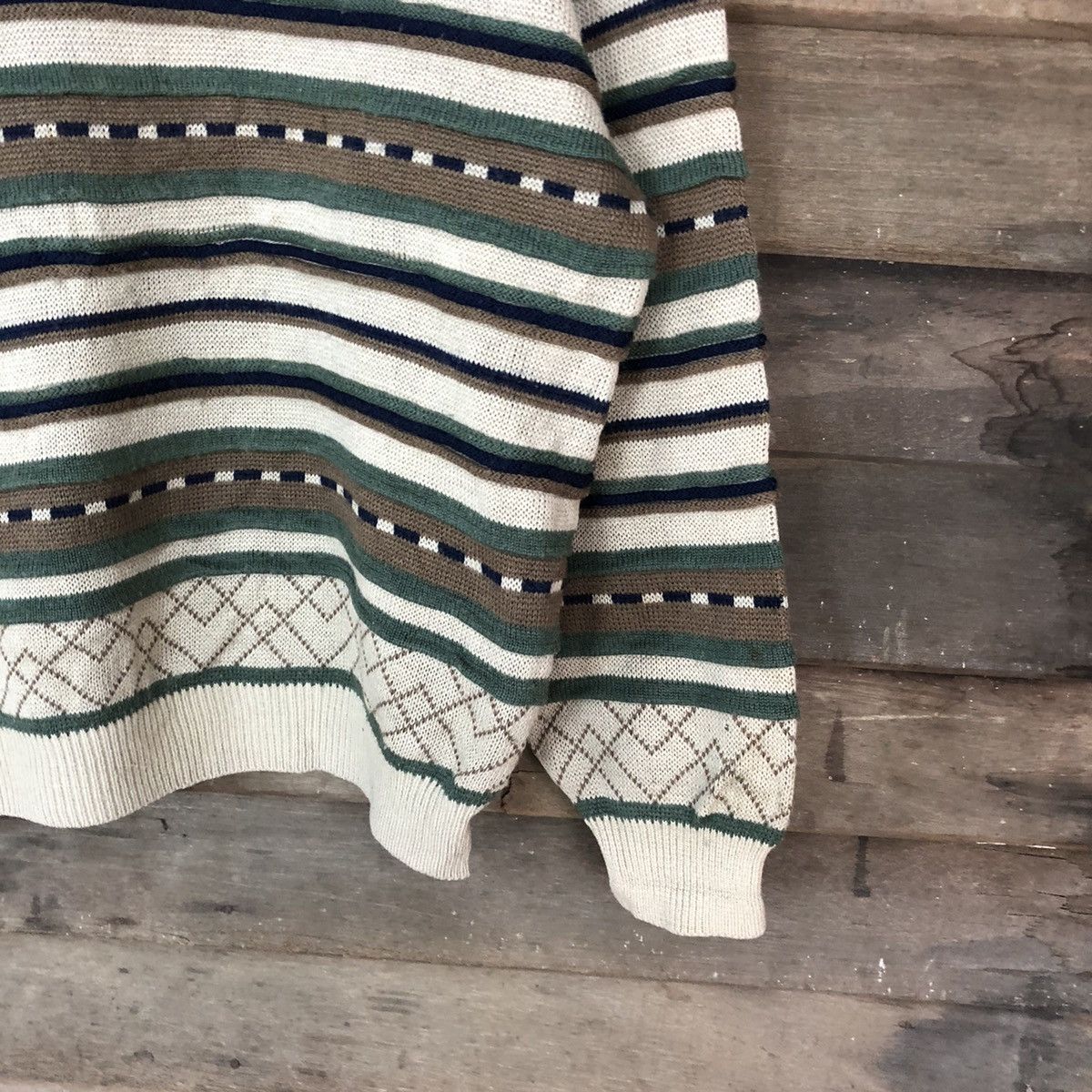 Homespun Knitwear Catch On Brown vintage stripe japan Knitwear #008 Size US L / EU 52-54 / 3 - 5 Thumbnail