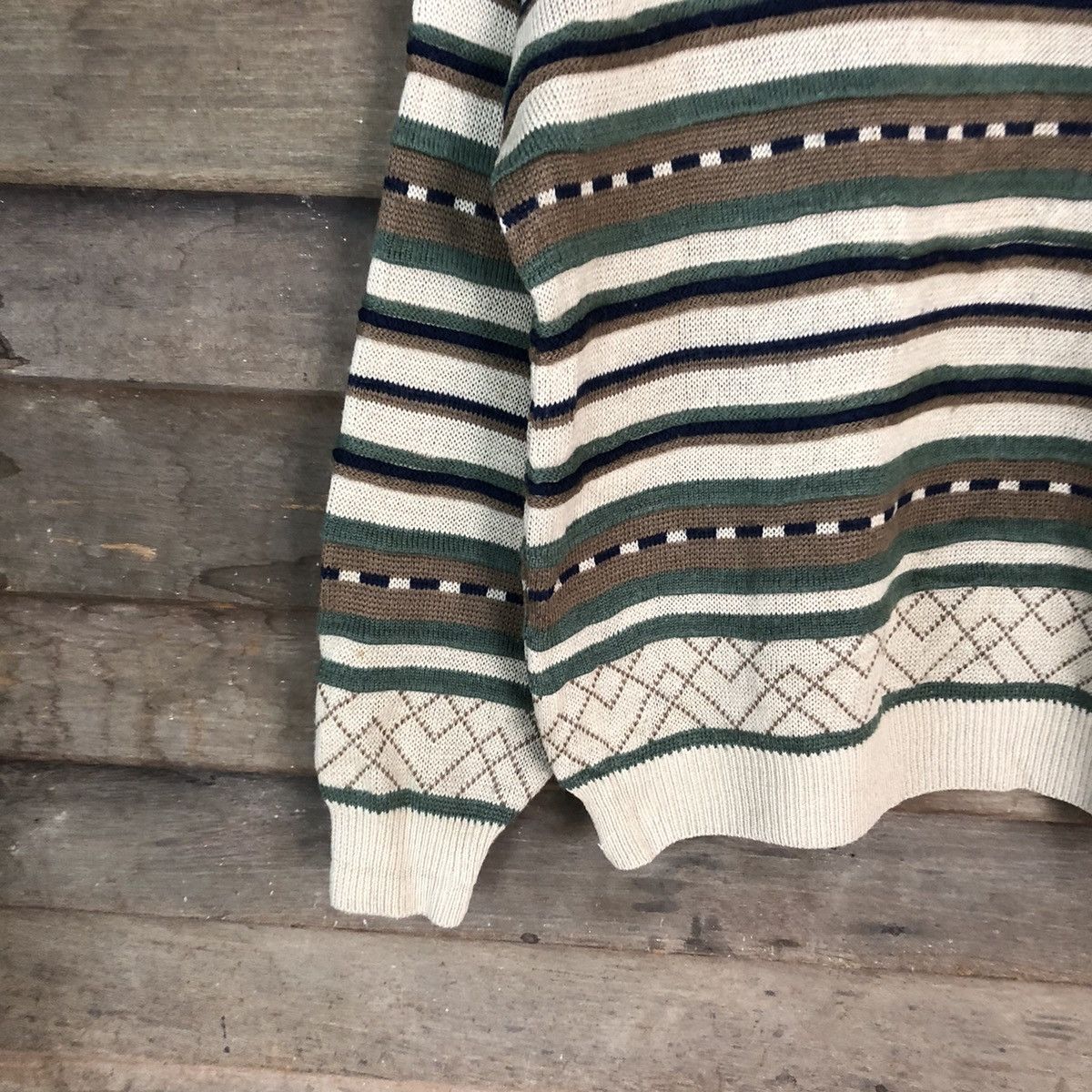 Homespun Knitwear Catch On Brown vintage stripe japan Knitwear #008 Size US L / EU 52-54 / 3 - 4 Thumbnail