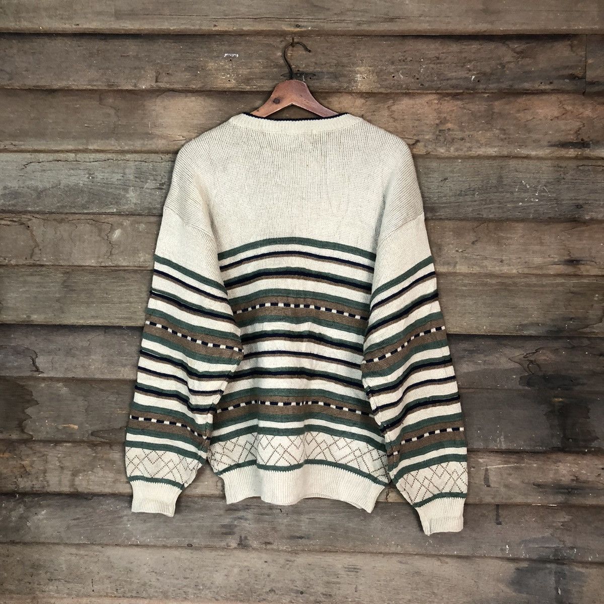 Homespun Knitwear Catch On Brown vintage stripe japan Knitwear #008 Size US L / EU 52-54 / 3 - 11 Thumbnail