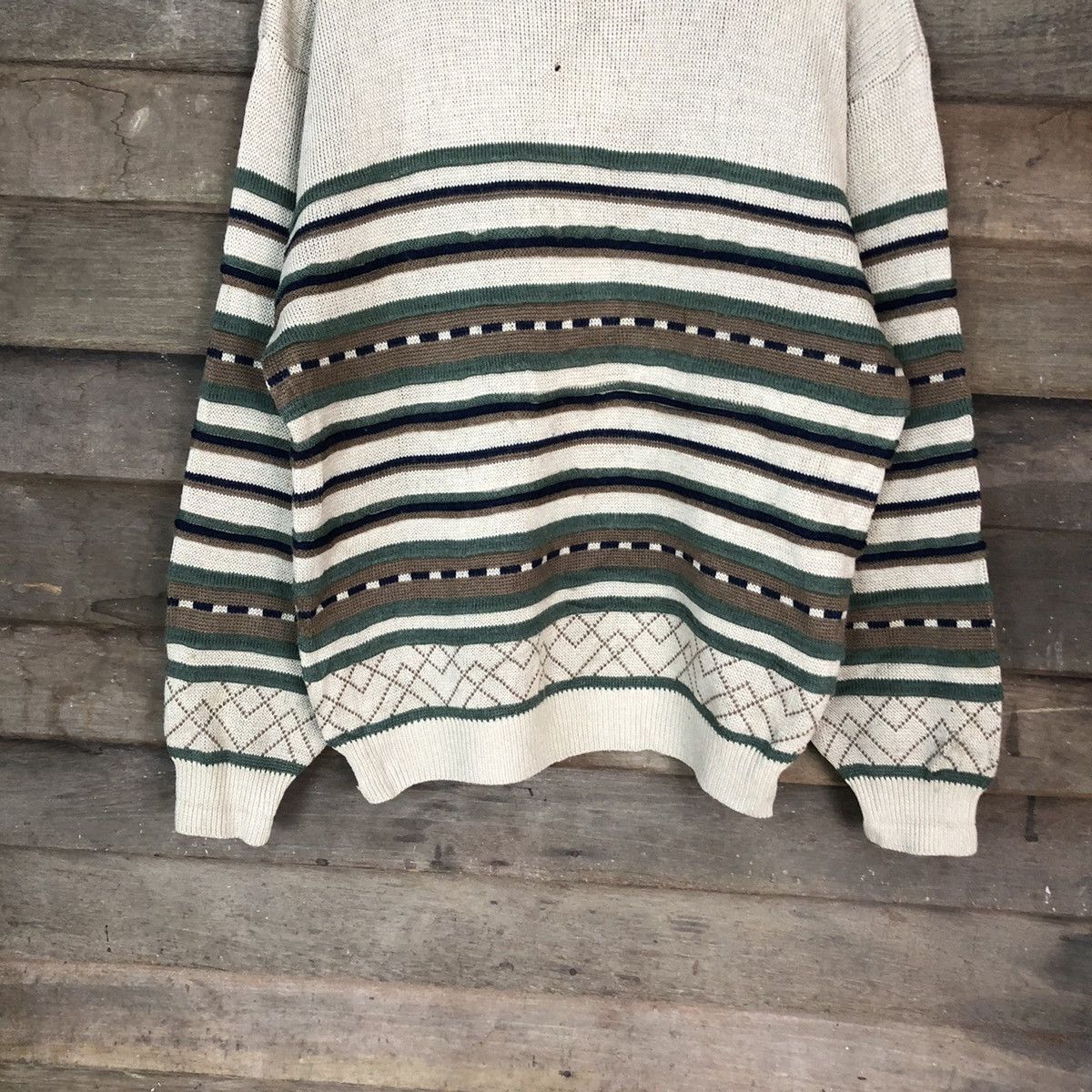 Homespun Knitwear Catch On Brown vintage stripe japan Knitwear #008 Size US L / EU 52-54 / 3 - 3 Thumbnail