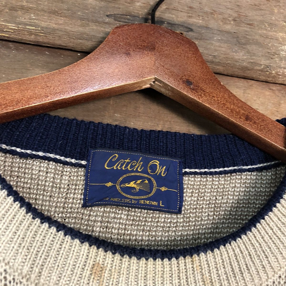 Homespun Knitwear Catch On Brown vintage stripe japan Knitwear #008 Size US L / EU 52-54 / 3 - 7 Thumbnail