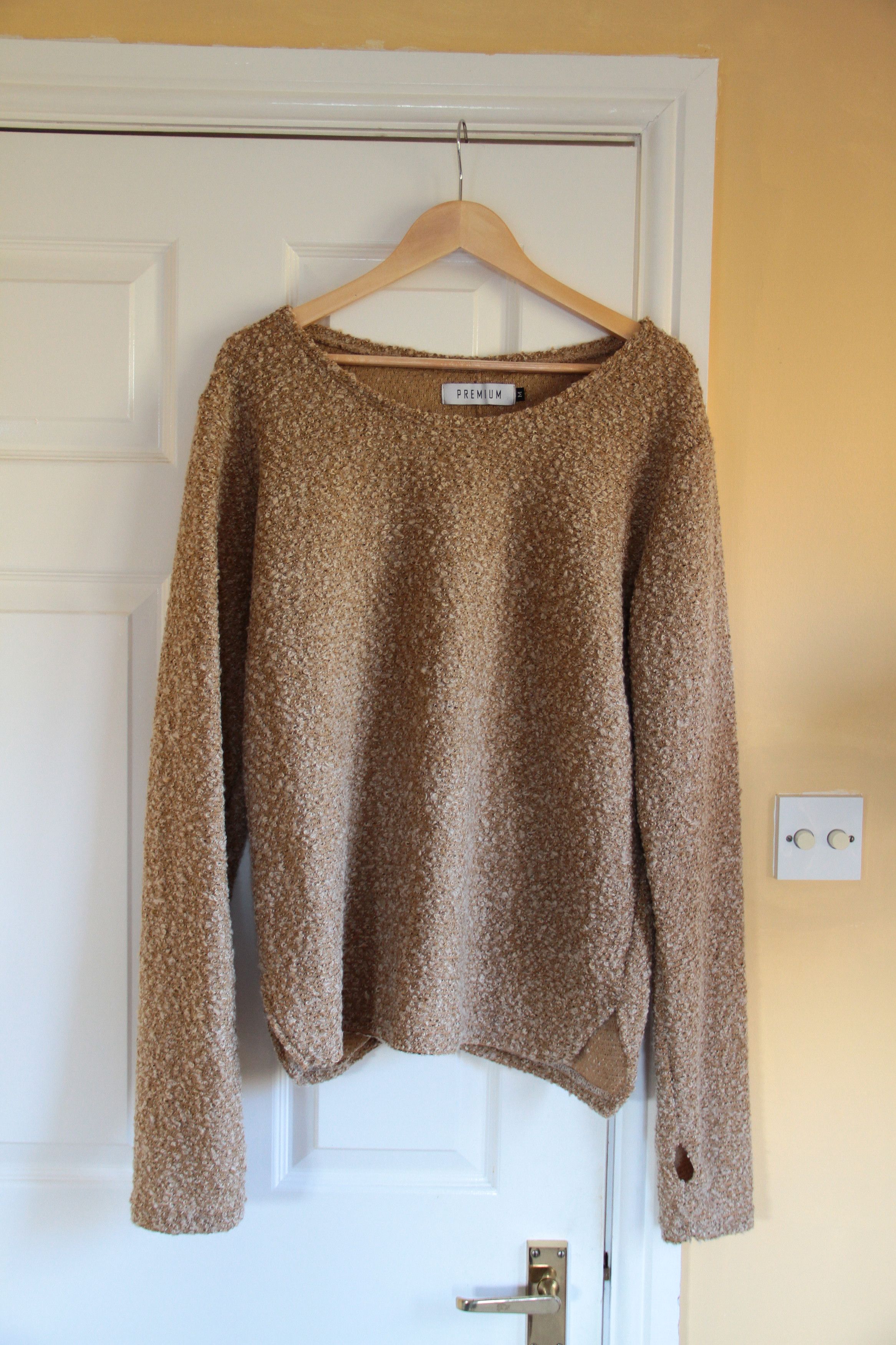 Camel boucle wool overshirt