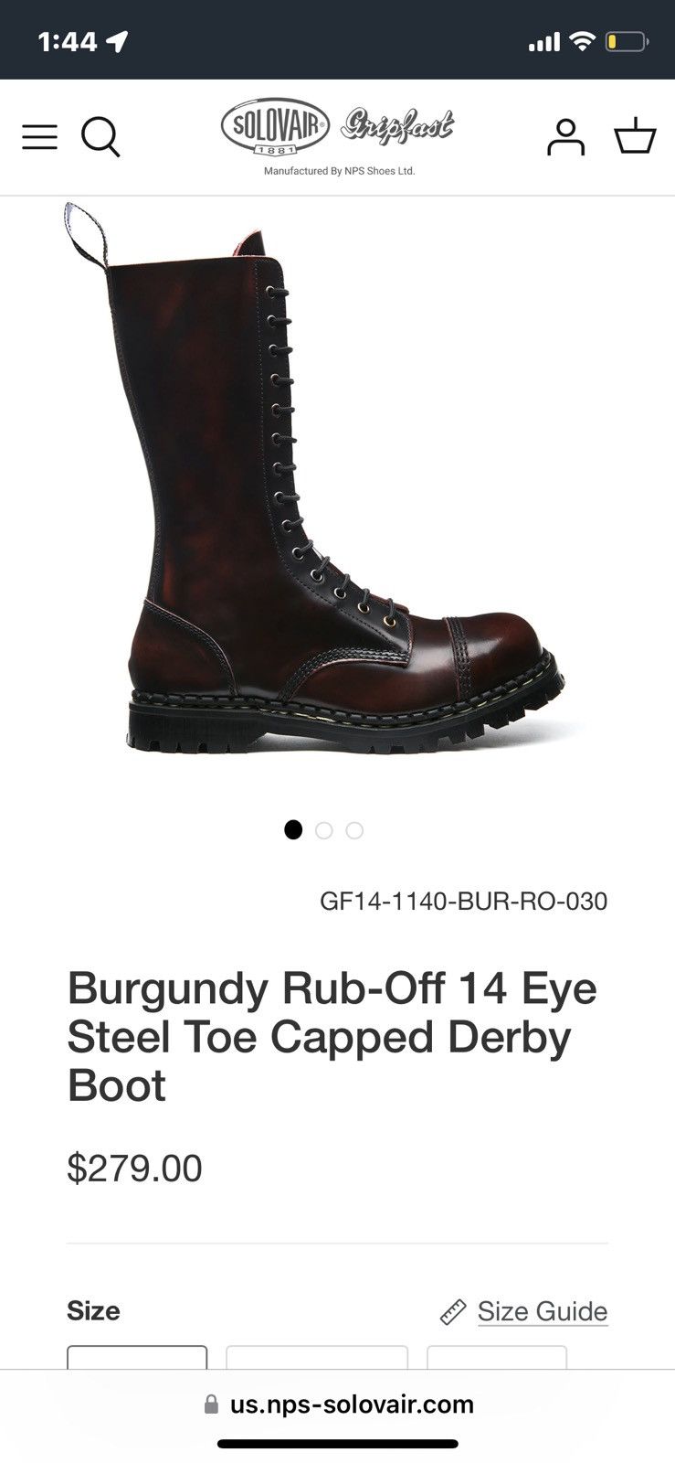 Gripfast Solovair Burgundy Rub Off14 Eye Steel Toe Capped Derby Boot Grailed