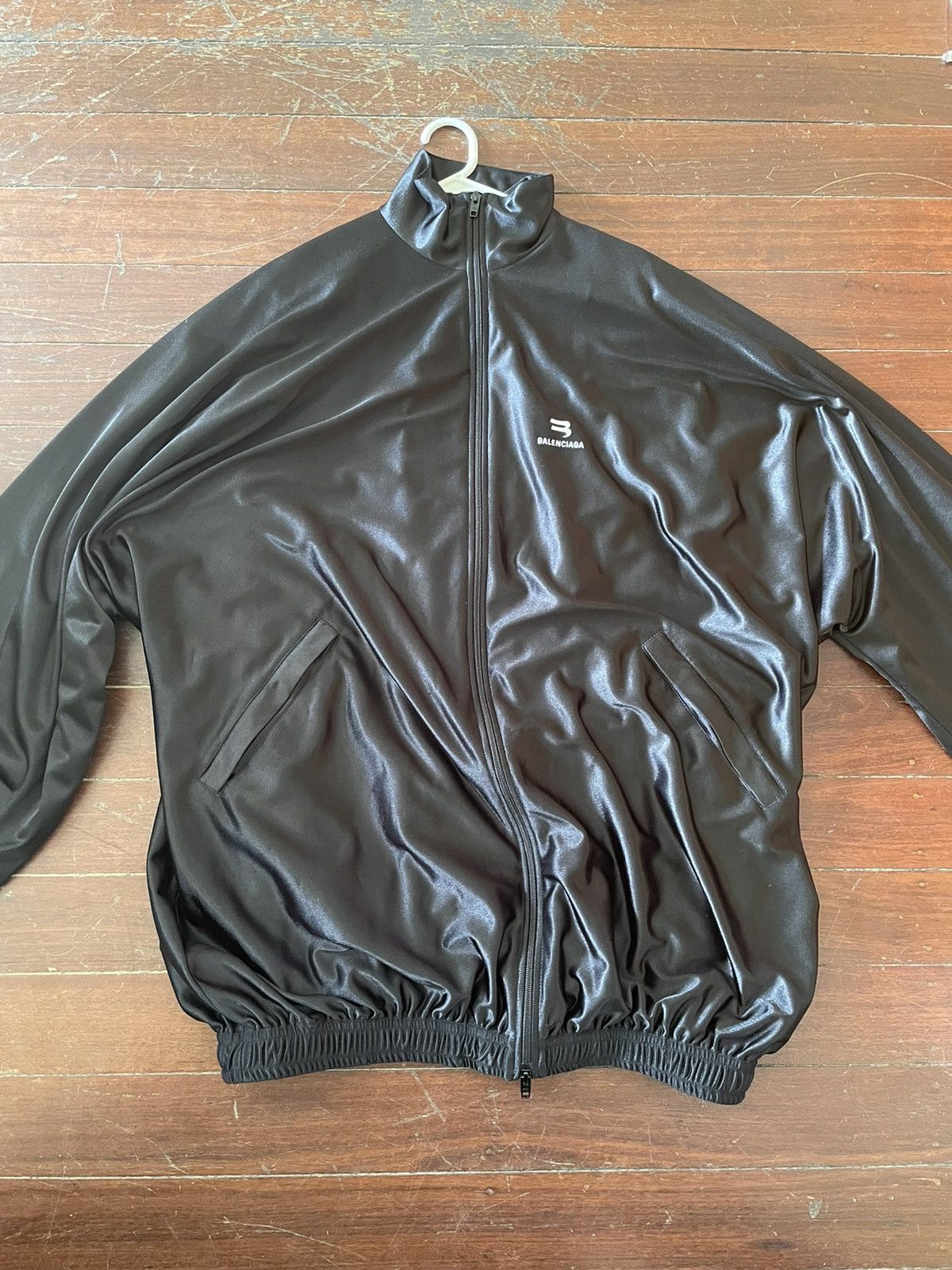 image of Balenciaga Oversized Track Jacket in Black, Men's (Size Medium)