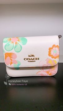 NWT COACH CH717 Mini Rowan File Bag Signature Canvas&Leather with Floral  Cluster