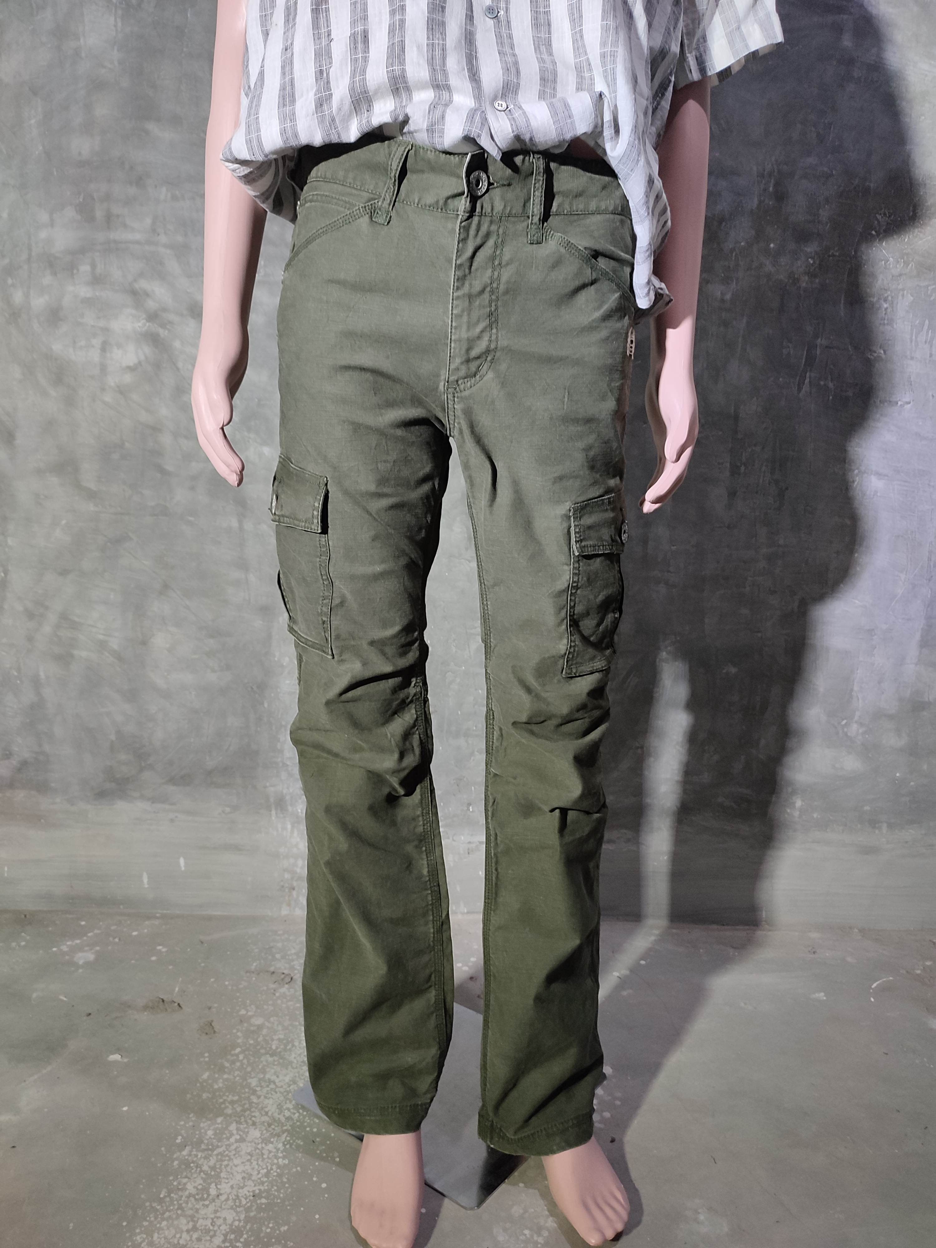 Japanese Brand 🔥Drug Store Olive Cargo Flared Pants Size US 33 - 9 Thumbnail